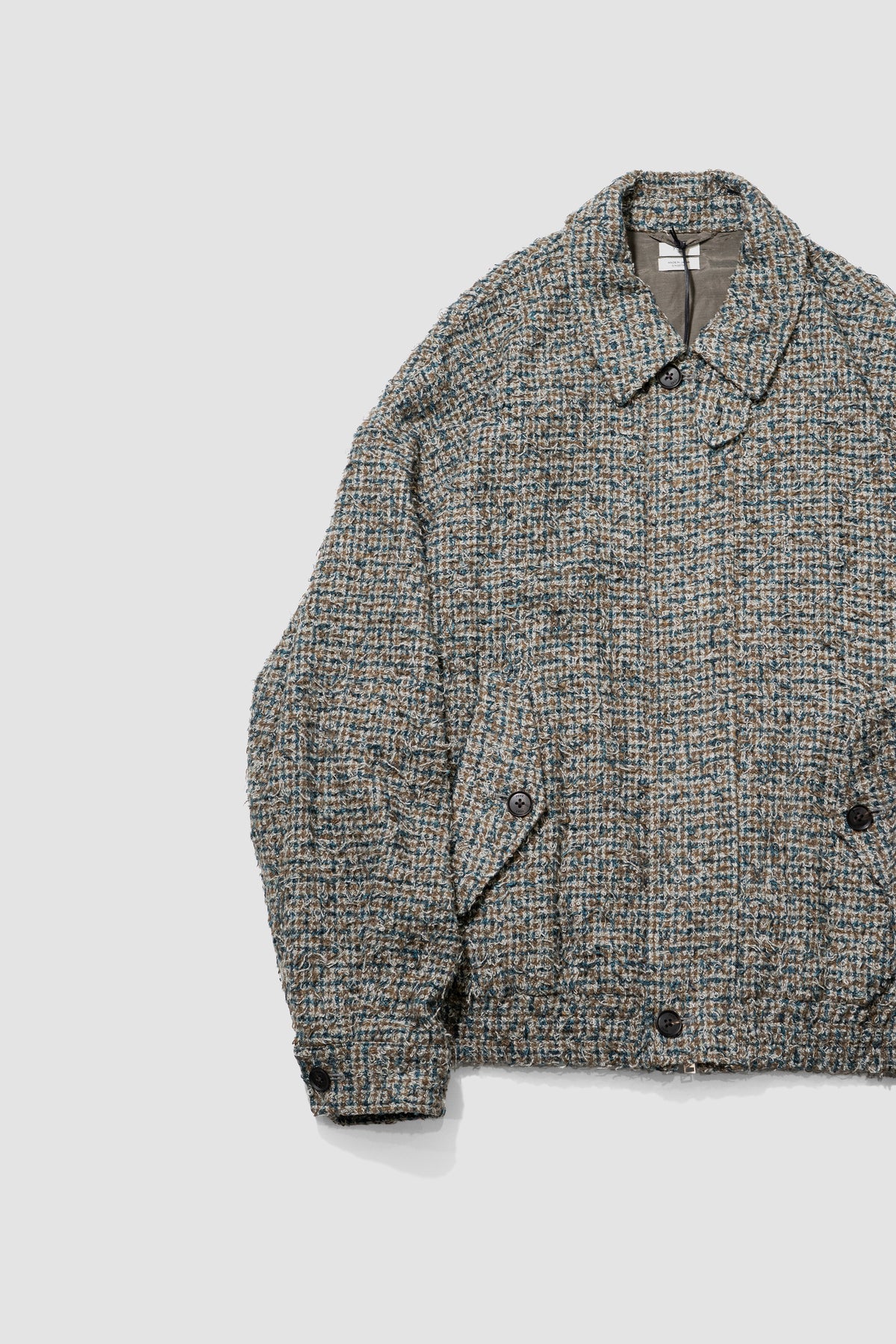 YOKE/ Needlepunched Cotton Plaid Drizzler Jacket "Gray"