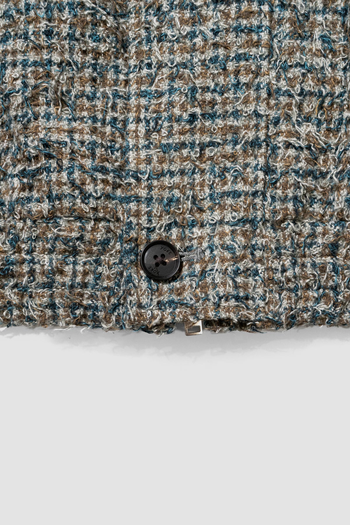 YOKE/ Needlepunched Cotton Plaid Drizzler Jacket "Gray"