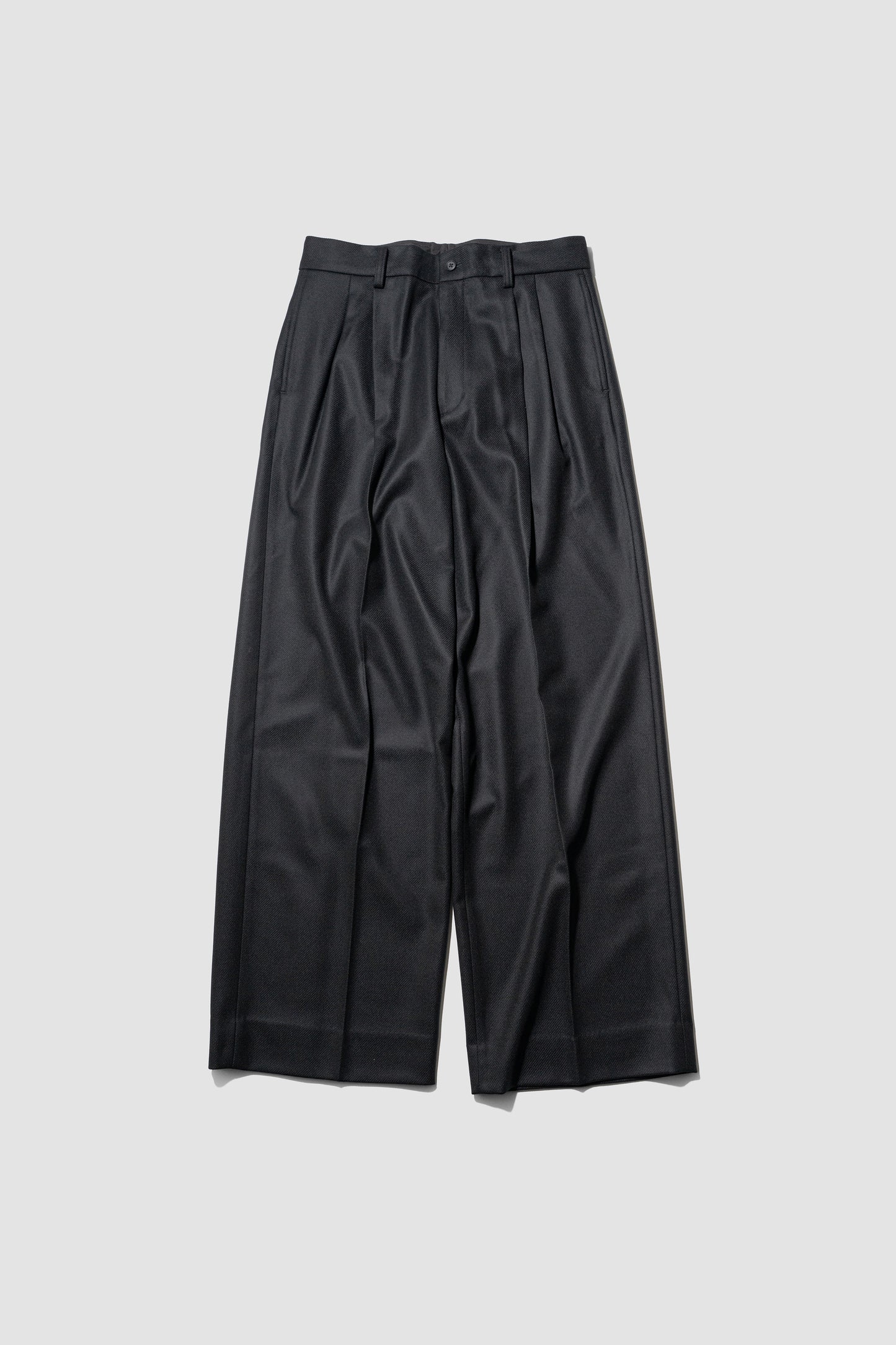 ssstein/ COMPRESSED FLANNEL LONG WIDE TROUSERS "BLACK"