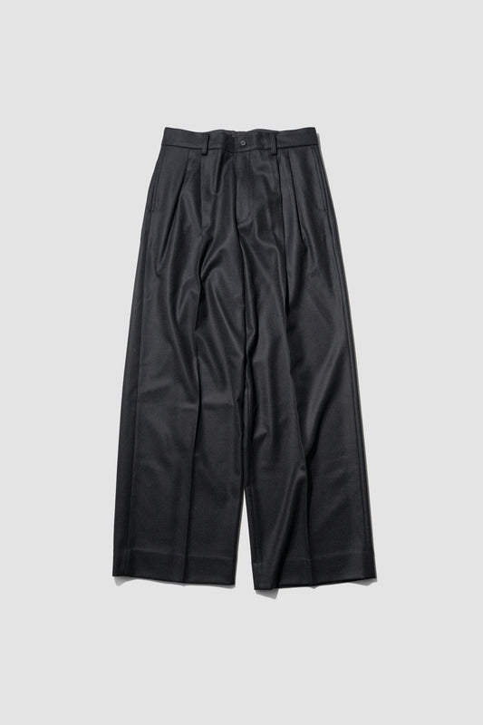 ssstein/ COMPRESSED FLANNEL LONG WIDE TROUSERS "BLACK"