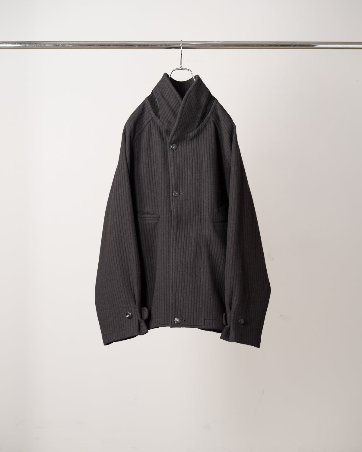 ANCELLM / 140's WOOL PIQUE WORK JACKET "BLACK"