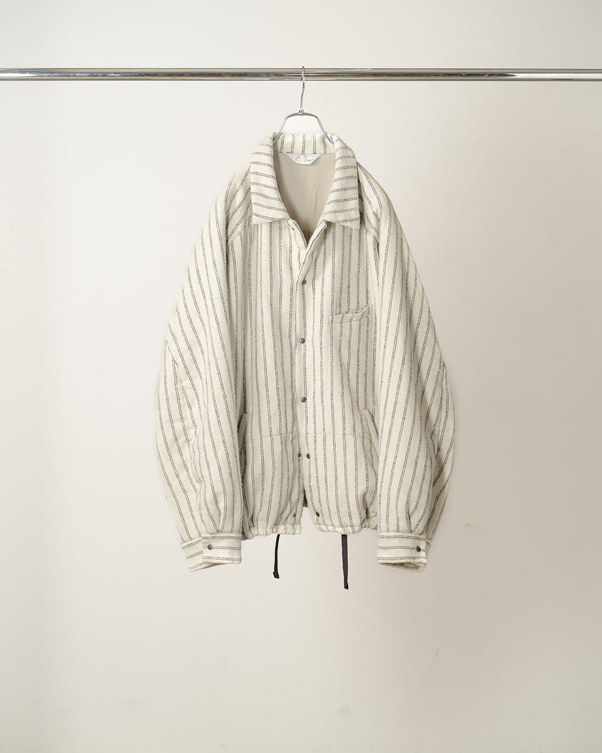 ANCELLM / STRIPE PADDED SHIRT "IVORY"