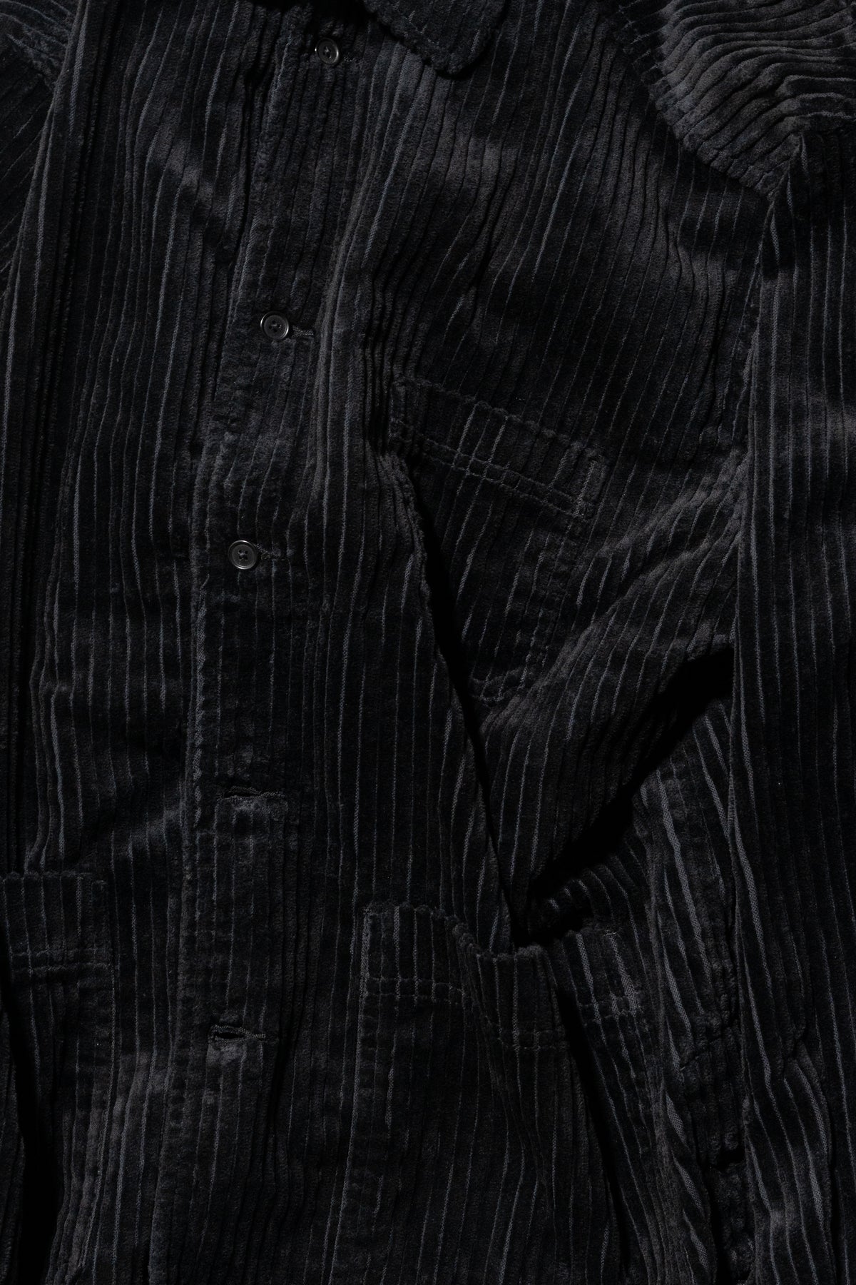 ANCELLM / CORDUROY OPEN COLLAR SHIRT "BLACK"