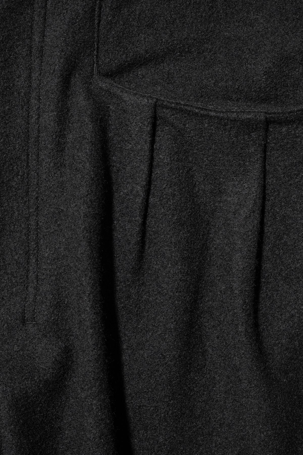 ANCELLM / WOOL CUT WIDE TUCK SLACKS "BLACK"