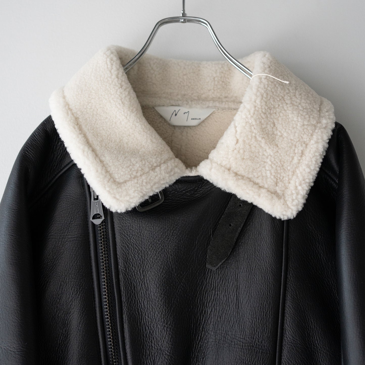 ANCELLM / MOUTON DOUBLE JACKET "WHITE×BLACK"