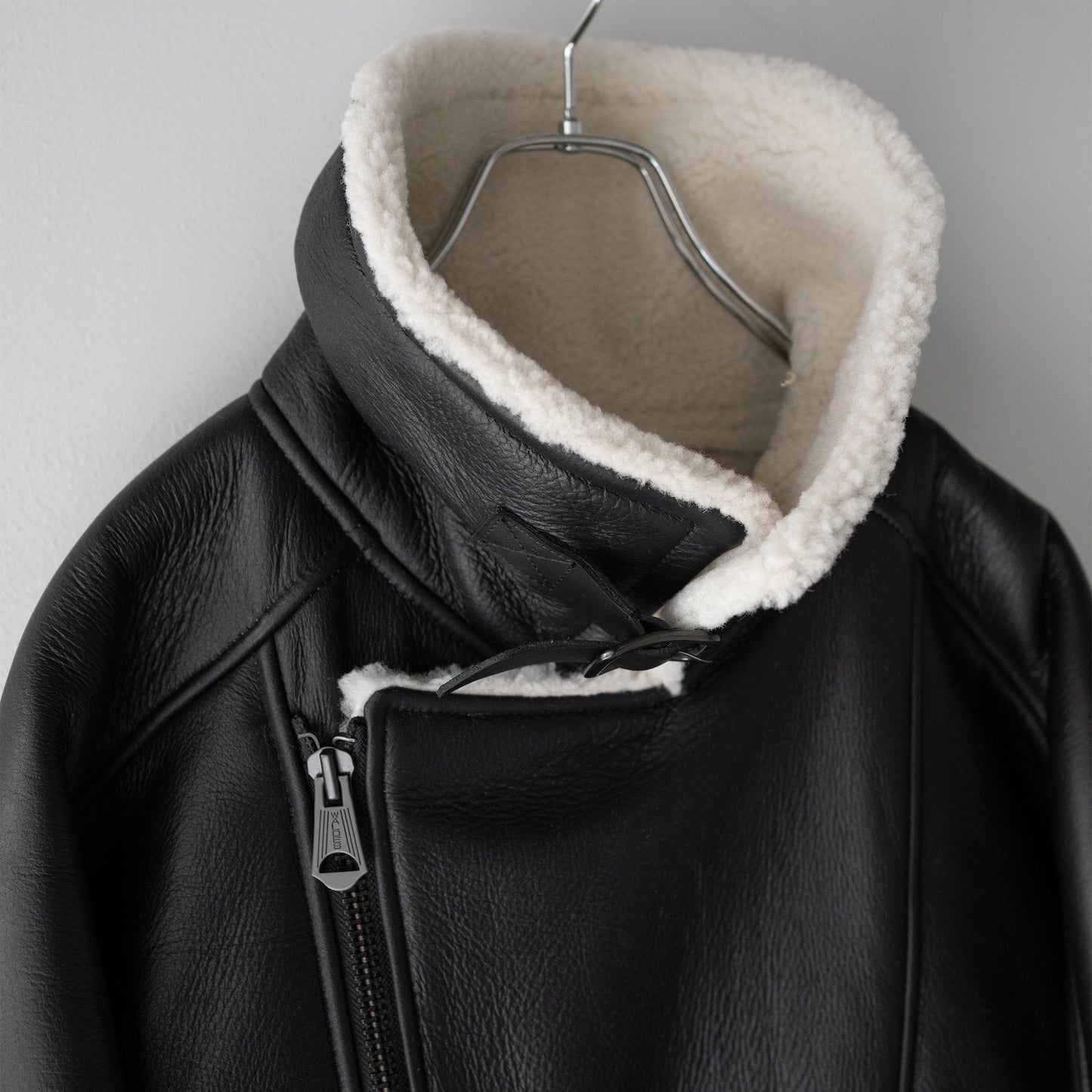 ANCELLM / MOUTON DOUBLE JACKET "WHITE×BLACK"