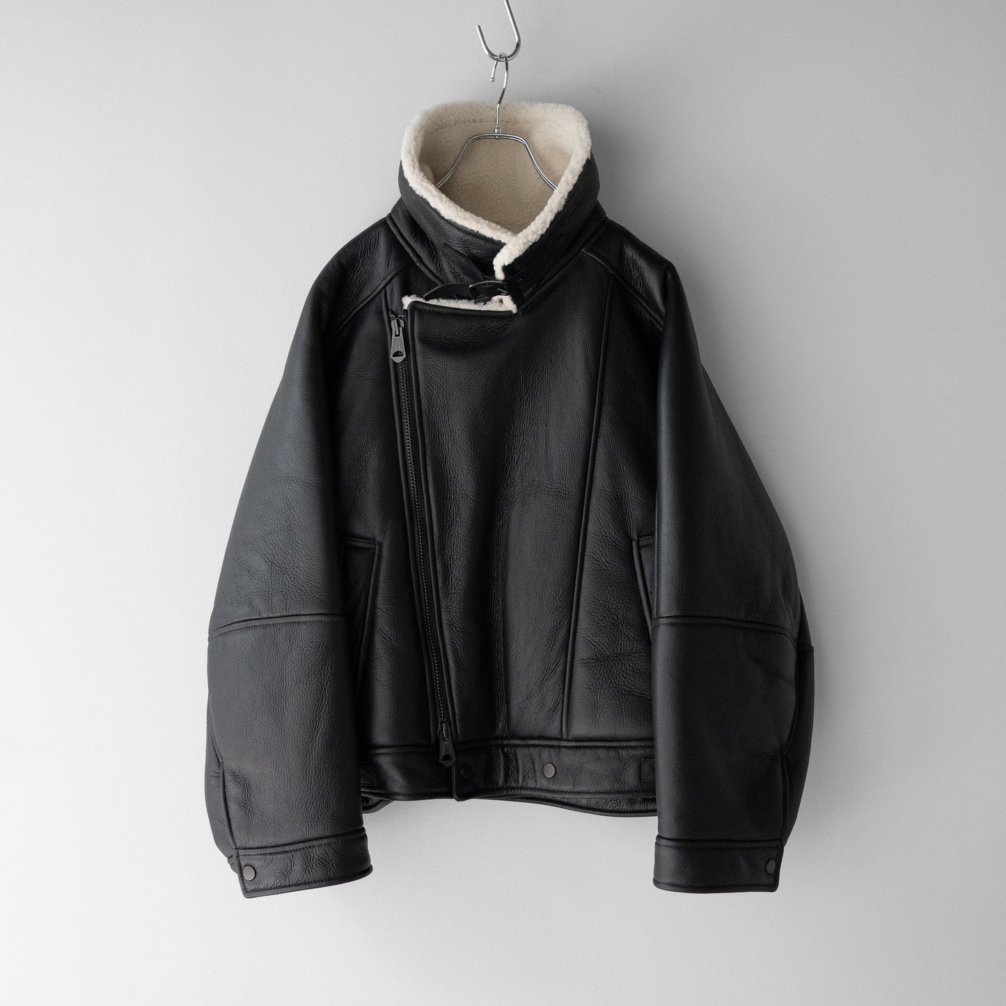 ANCELLM / MOUTON DOUBLE JACKET "WHITE×BLACK"