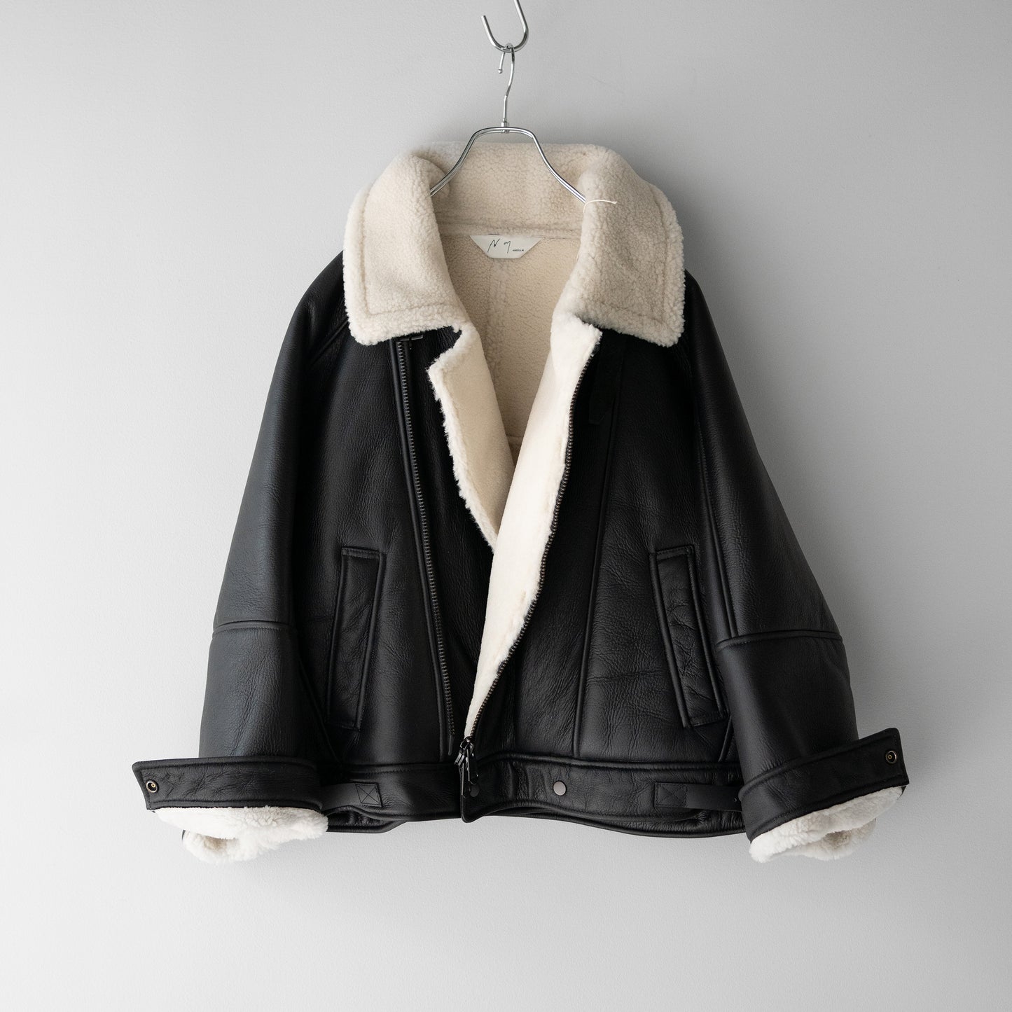 ANCELLM / MOUTON DOUBLE JACKET "WHITE×BLACK"