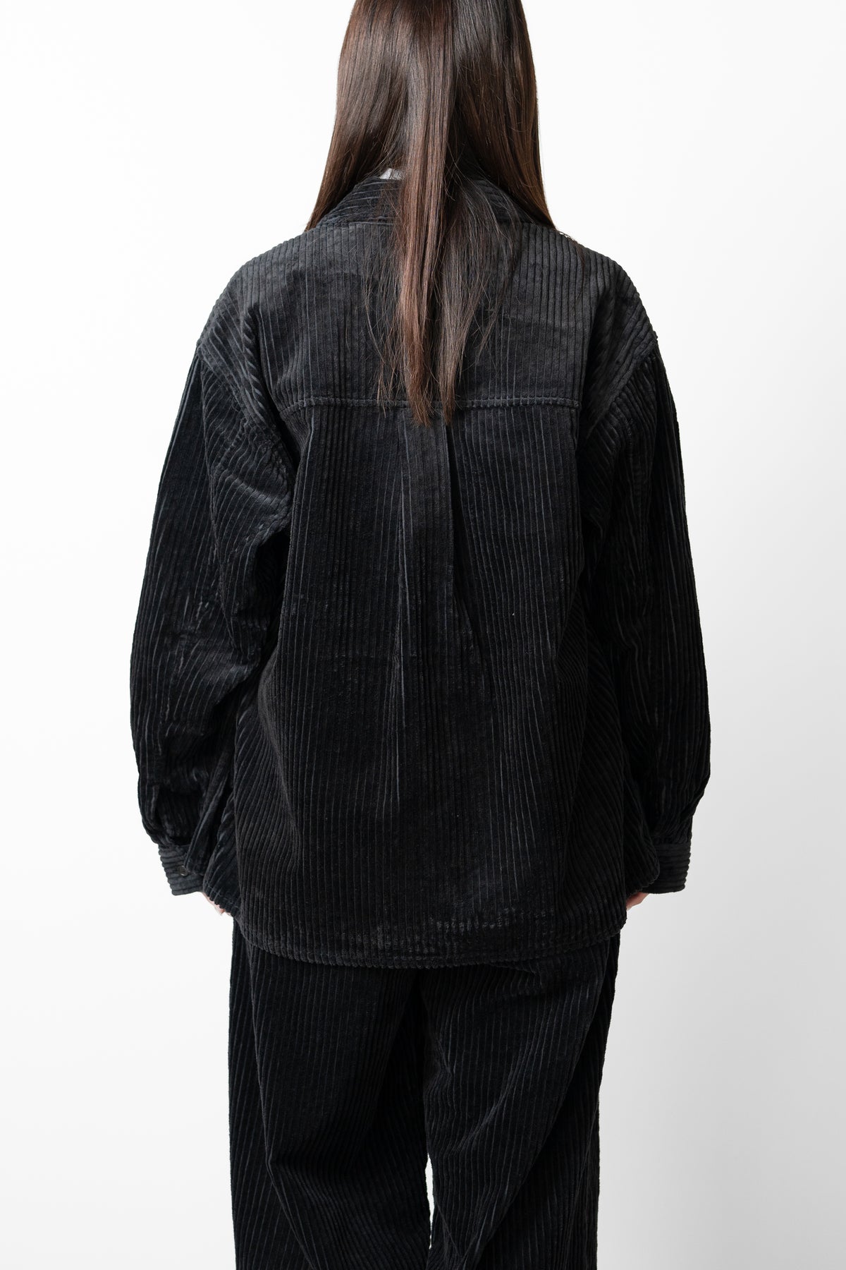 ANCELLM / CORDUROY OPEN COLLAR SHIRT "BLACK"
