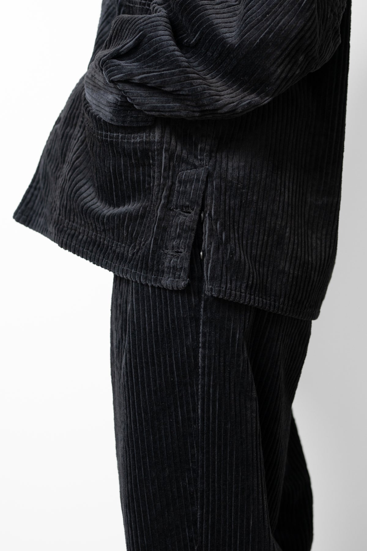 ANCELLM / CORDUROY OPEN COLLAR SHIRT "BLACK"