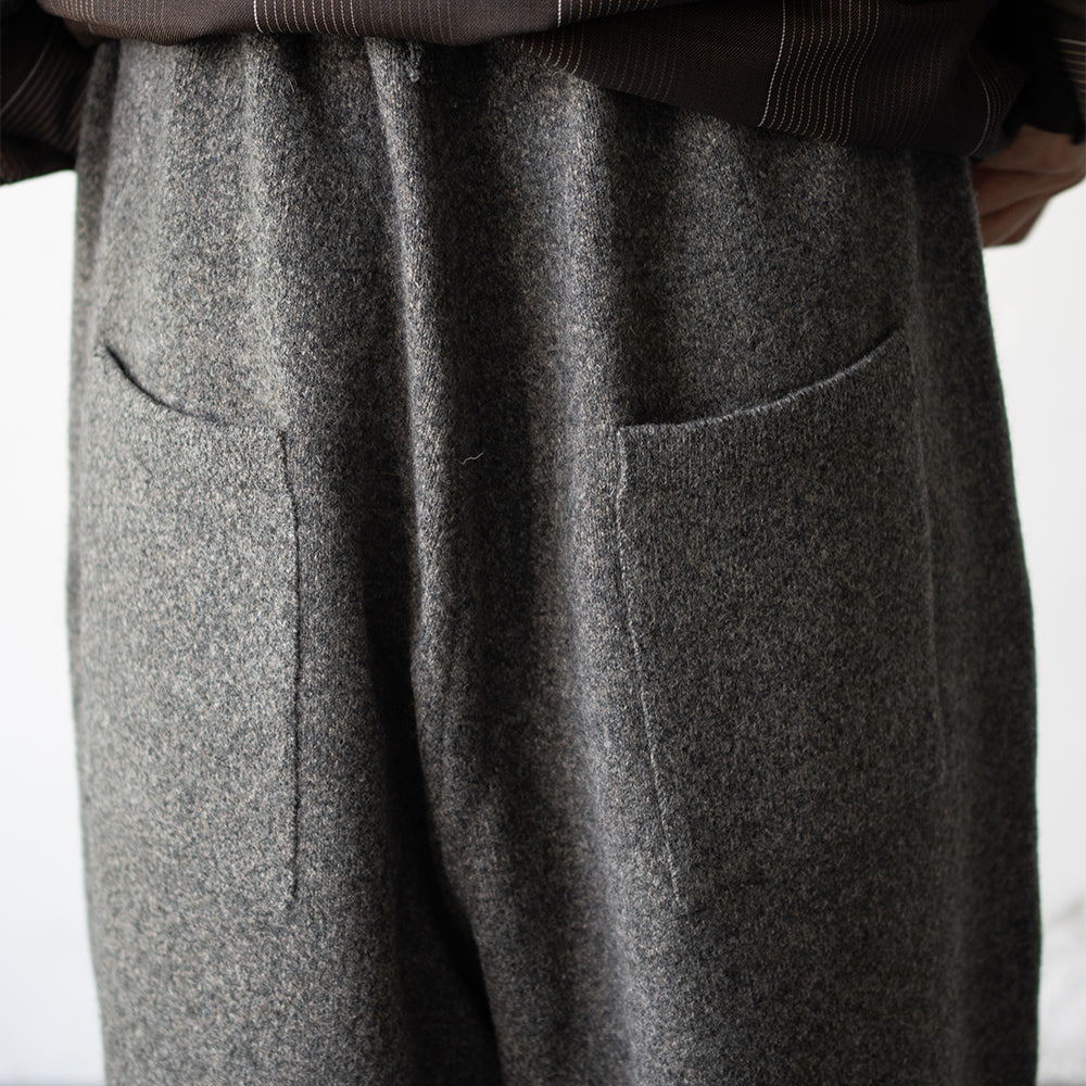 nonnotte/ Knit Pants Extra Wide "YAKNatural × TopGray"