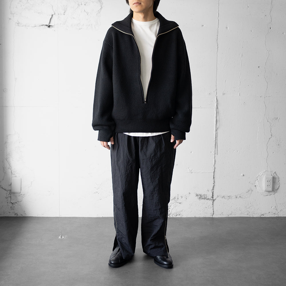 YOKE/ 3/4 FRONT ZIP HIGHNECK RIB SWEATER 