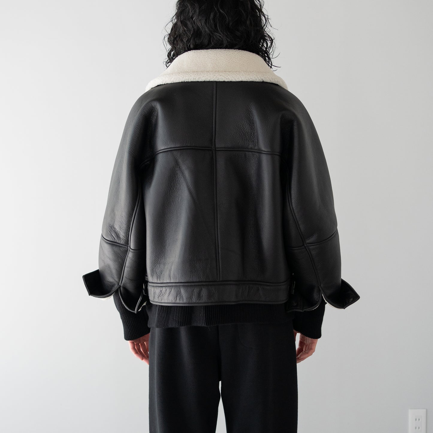 ANCELLM / MOUTON DOUBLE JACKET "WHITE×BLACK"