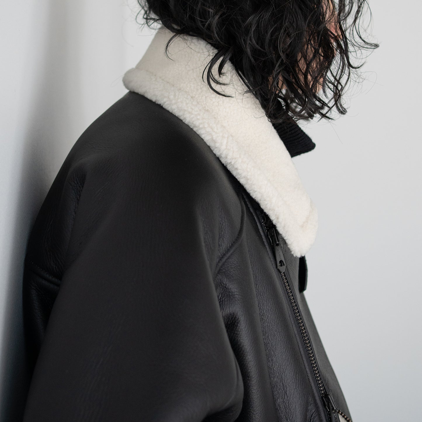 ANCELLM / MOUTON DOUBLE JACKET "WHITE×BLACK"