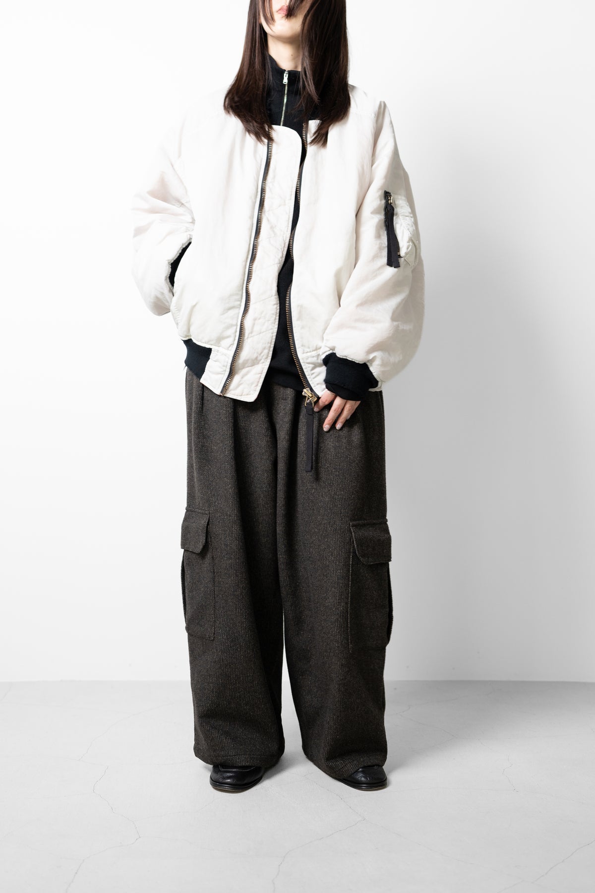 ANCELLM / WOOL BLANCKET CARGO PANTS "D.BROWN"