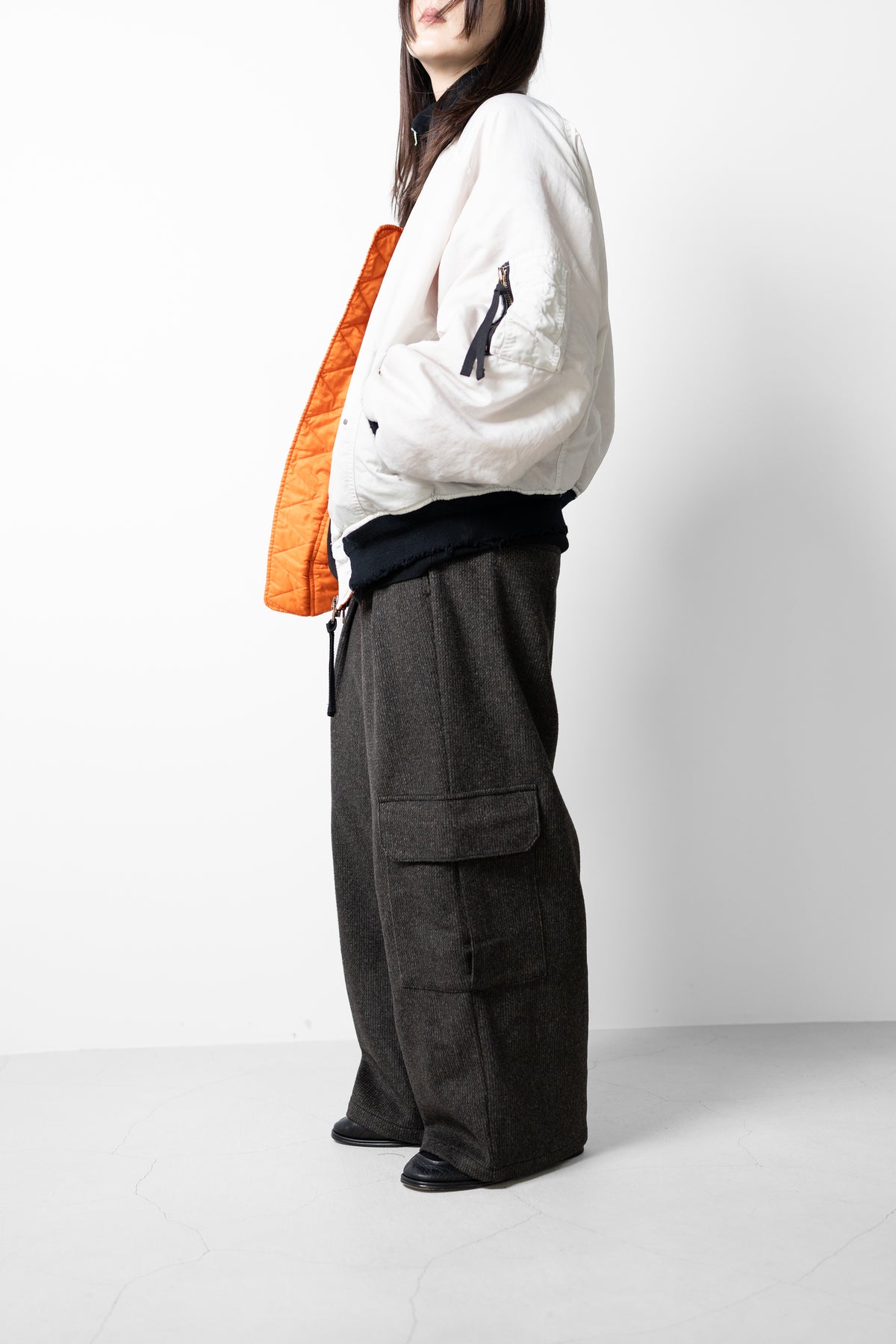 ANCELLM / WOOL BLANCKET CARGO PANTS "D.BROWN"