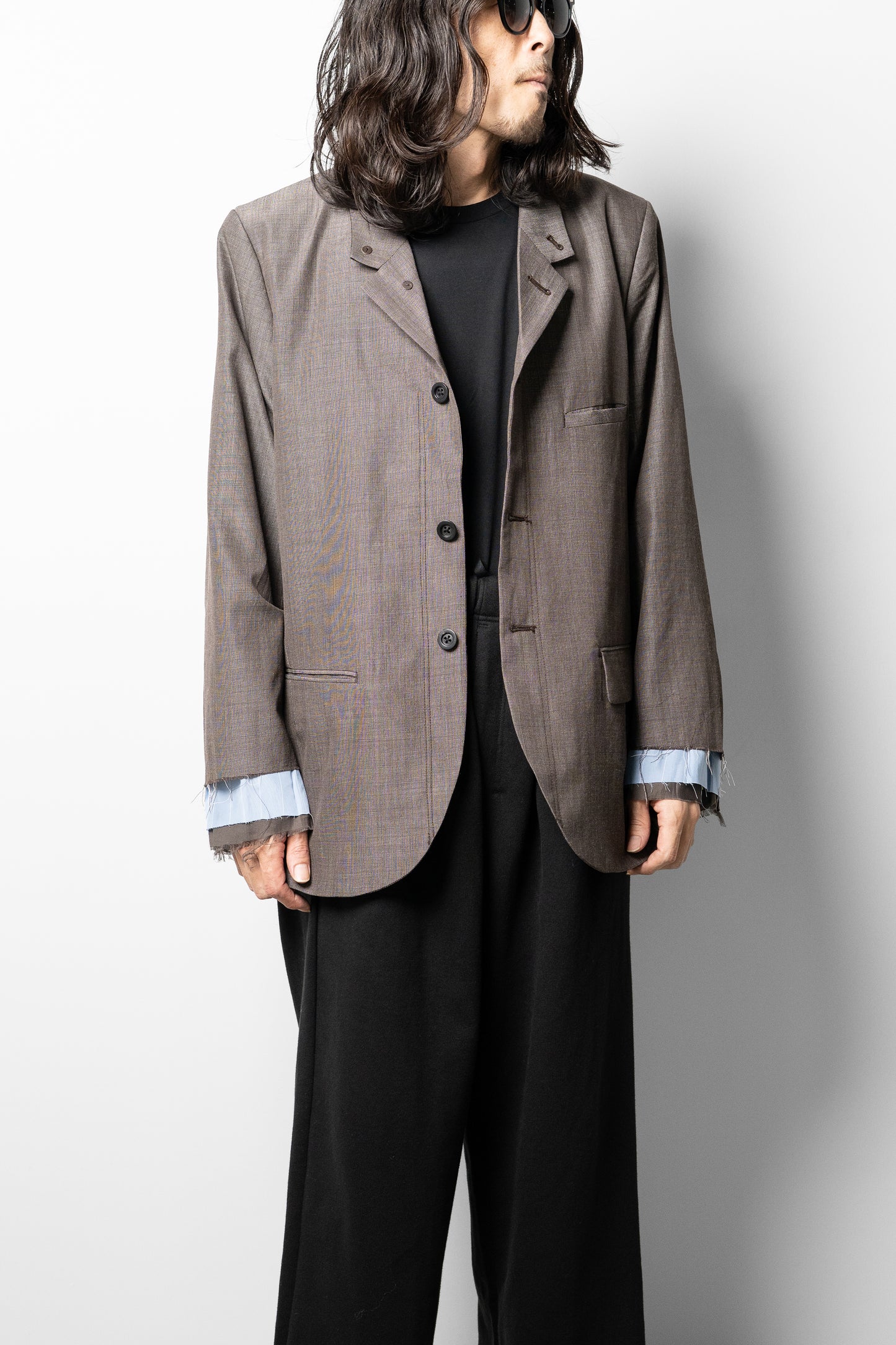 ANCELLM / LAYERED TAILORED JACKET "BROWN"