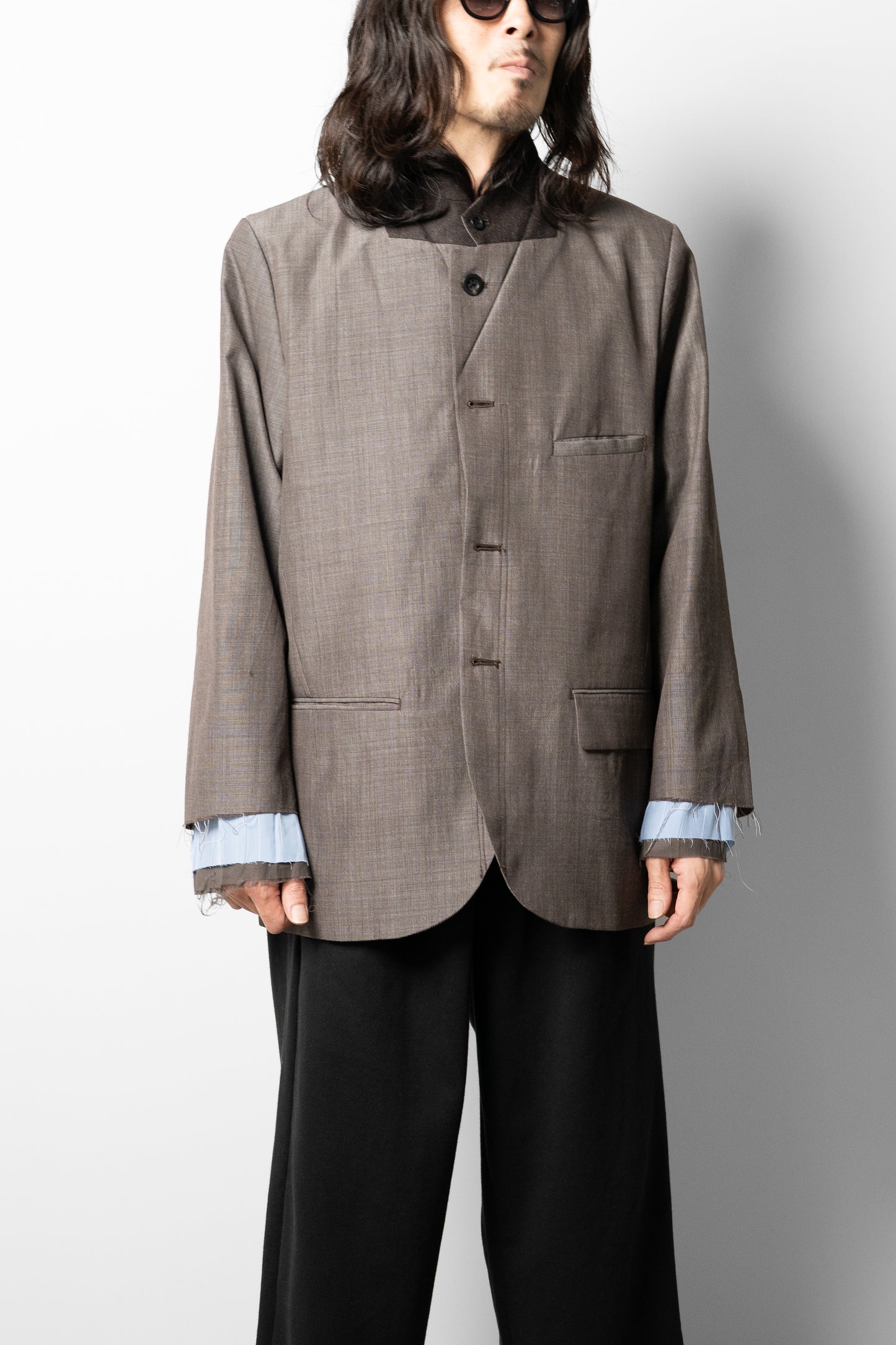 ANCELLM / LAYERED TAILORED JACKET "BROWN"
