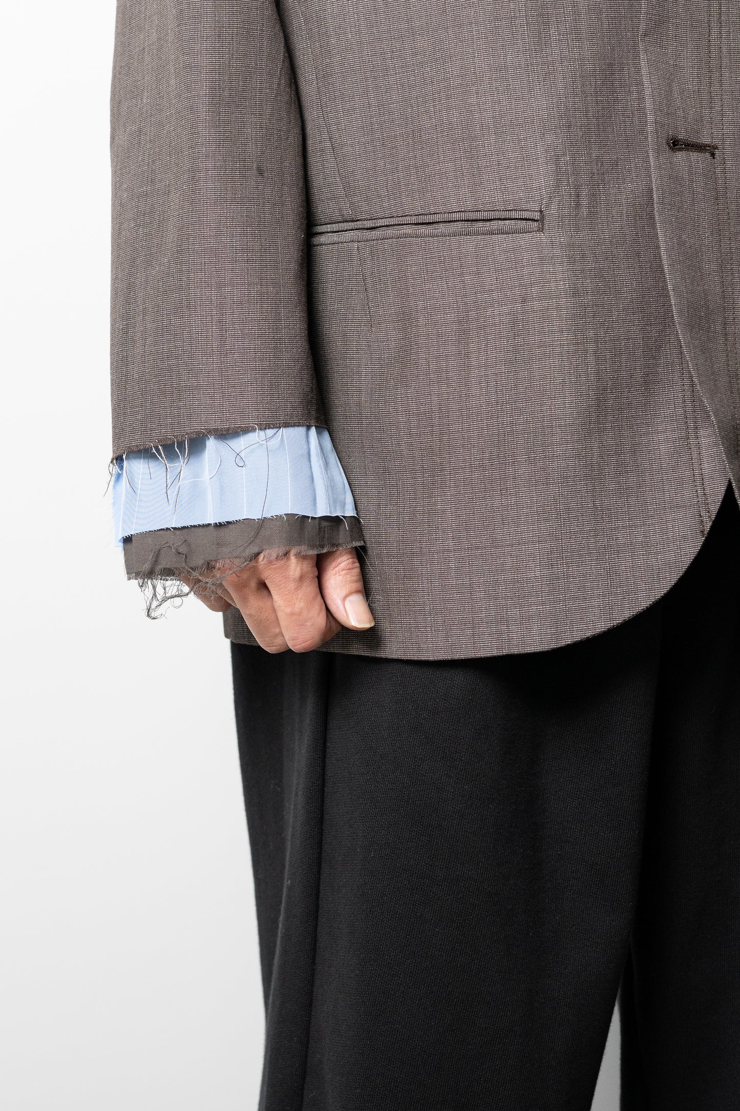 ANCELLM / LAYERED TAILORED JACKET "BROWN"