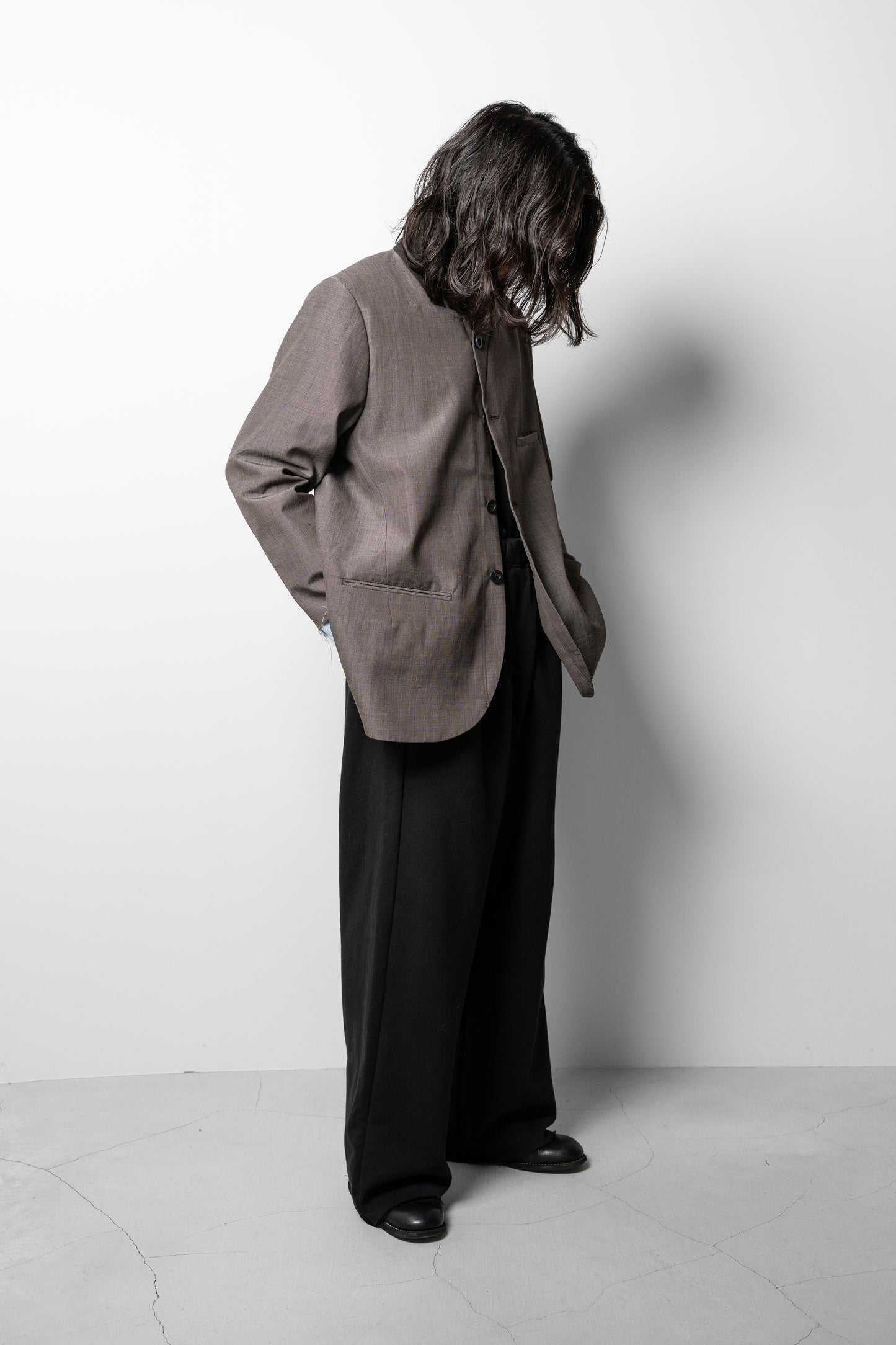 ANCELLM / LAYERED TAILORED JACKET "BROWN"