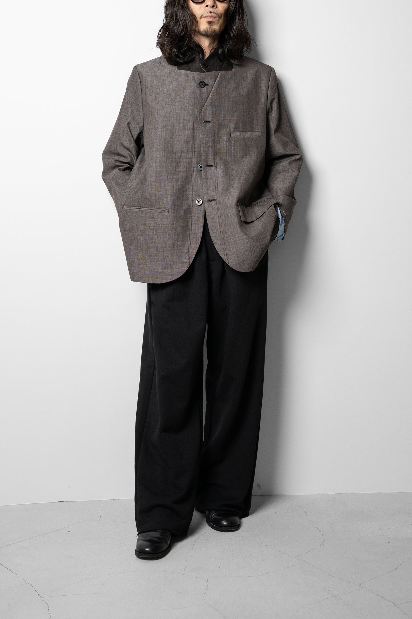 ANCELLM / LAYERED TAILORED JACKET "BROWN"