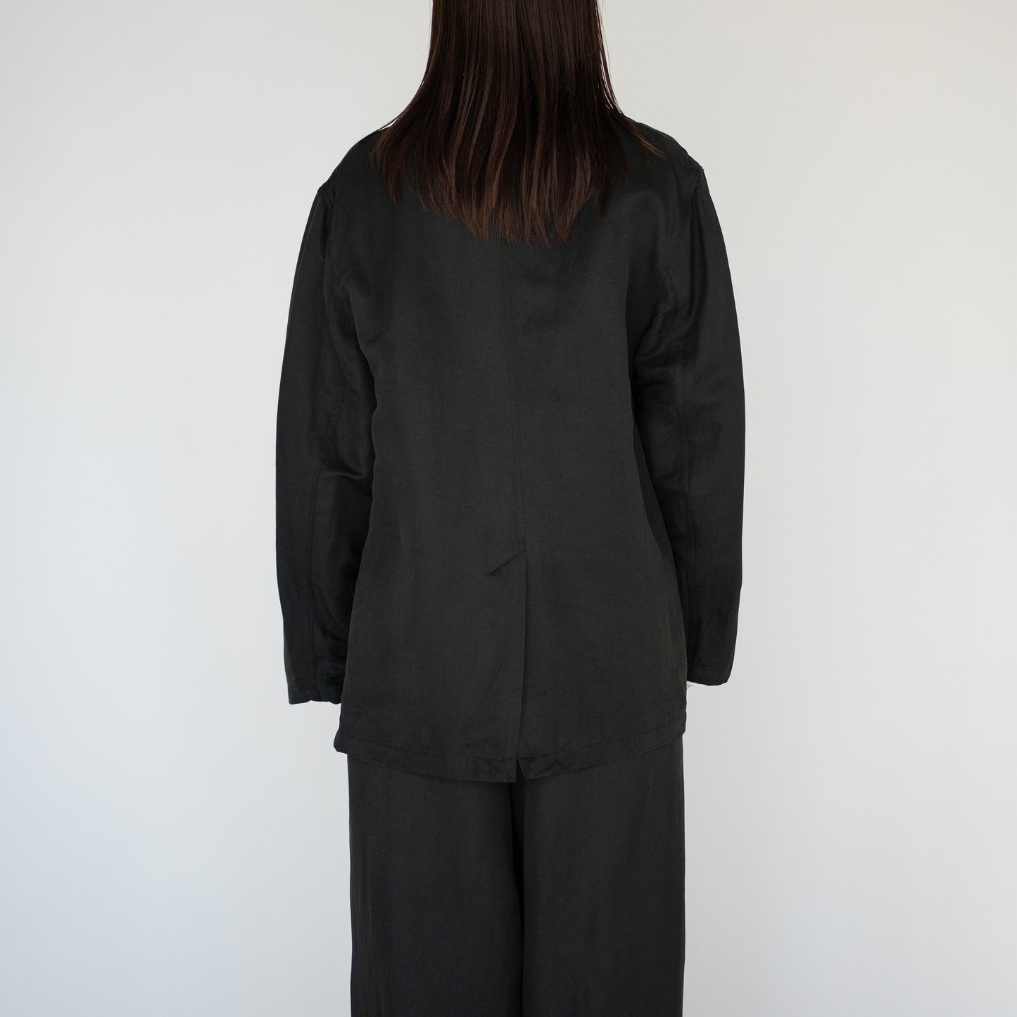YOKE/ Linen Silk Kersey Double Breasted Blezer "BLACK"