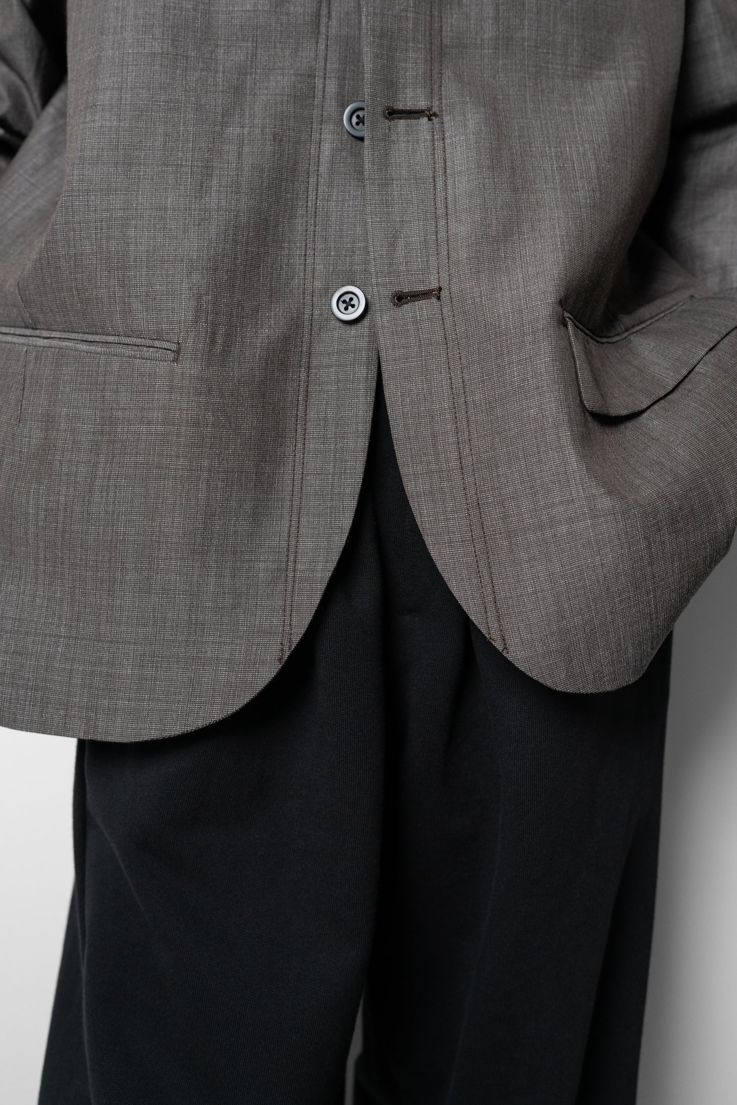 ANCELLM / LAYERED TAILORED JACKET "BROWN"