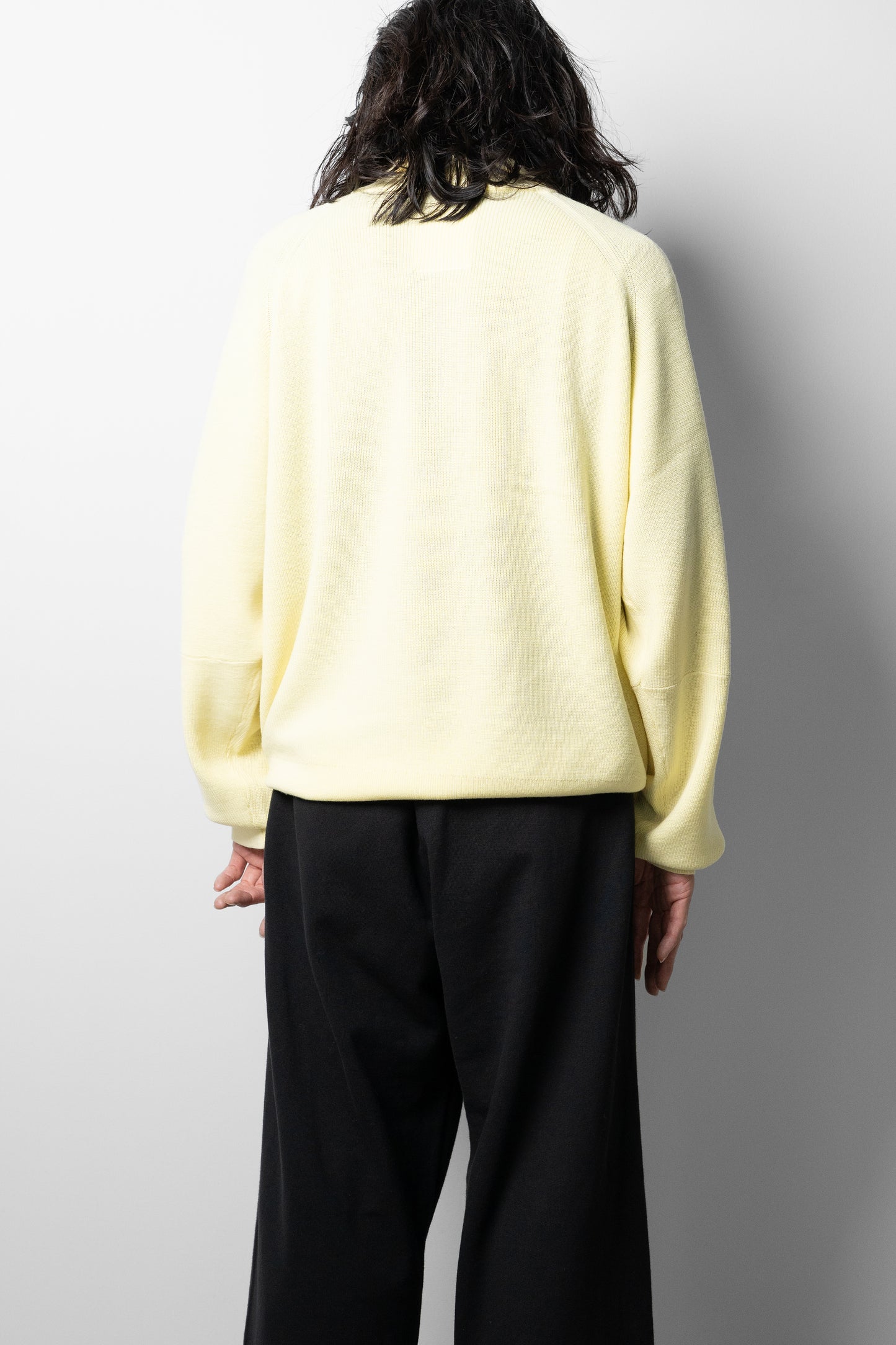 ANCELLM / 120'S WOOL HALF ZIP KNIT "YELLOW"