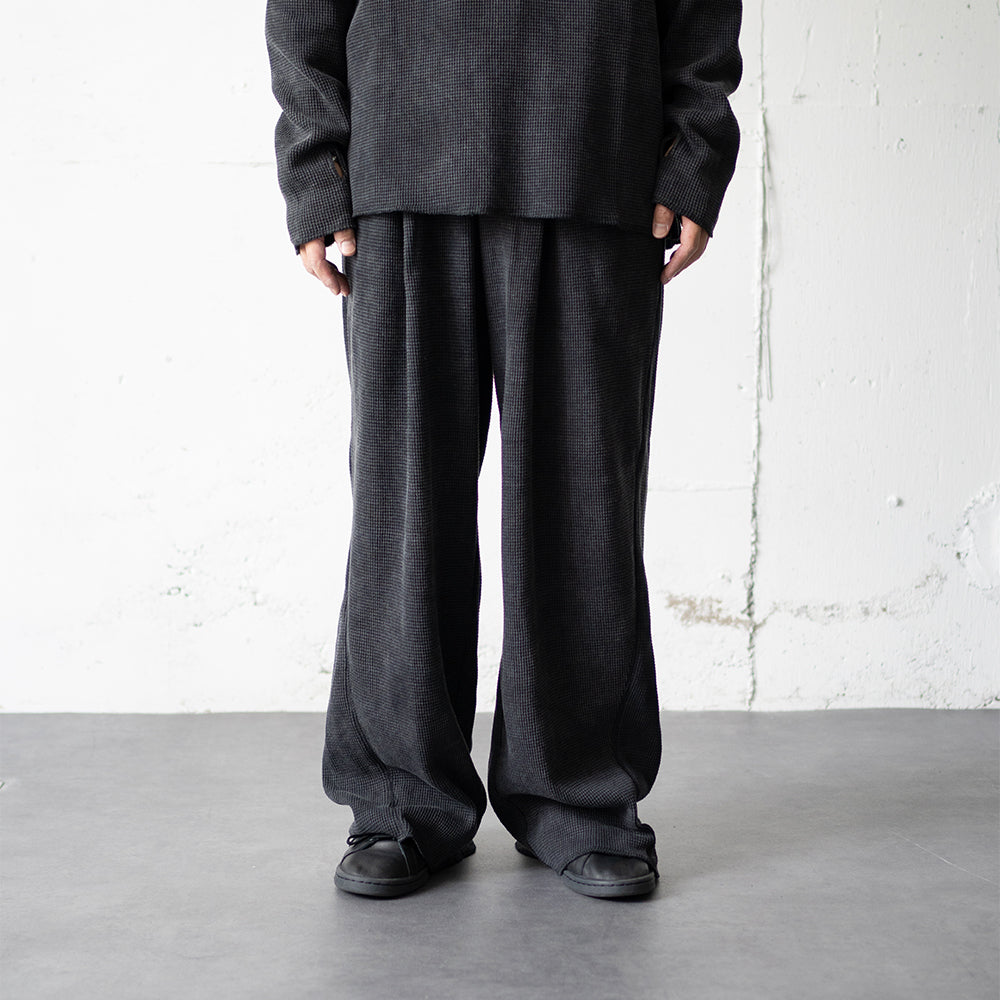 saby / WAFFLE EASY PANTS - Pigment Stone Wash - "SUMI"