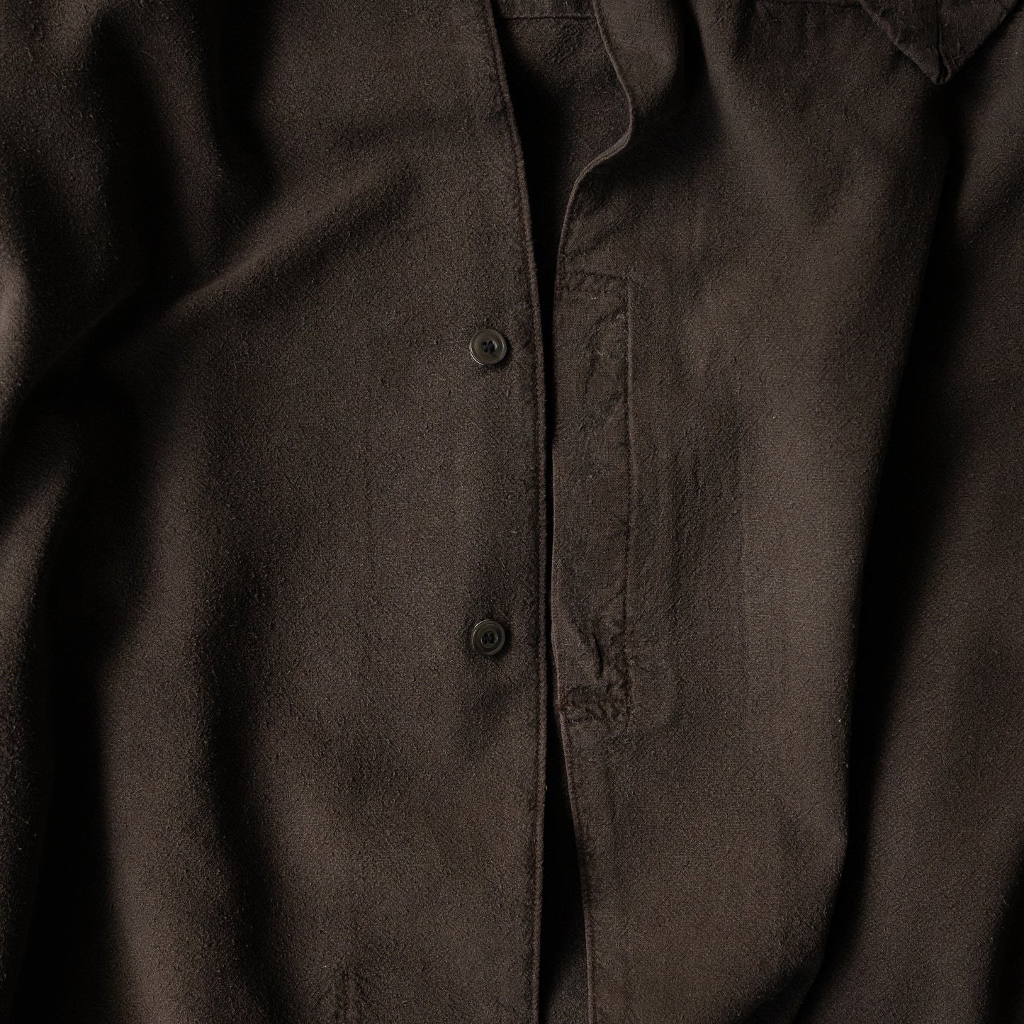 ANCELLM / SILK NEP LONG SHIRT "BROWN"