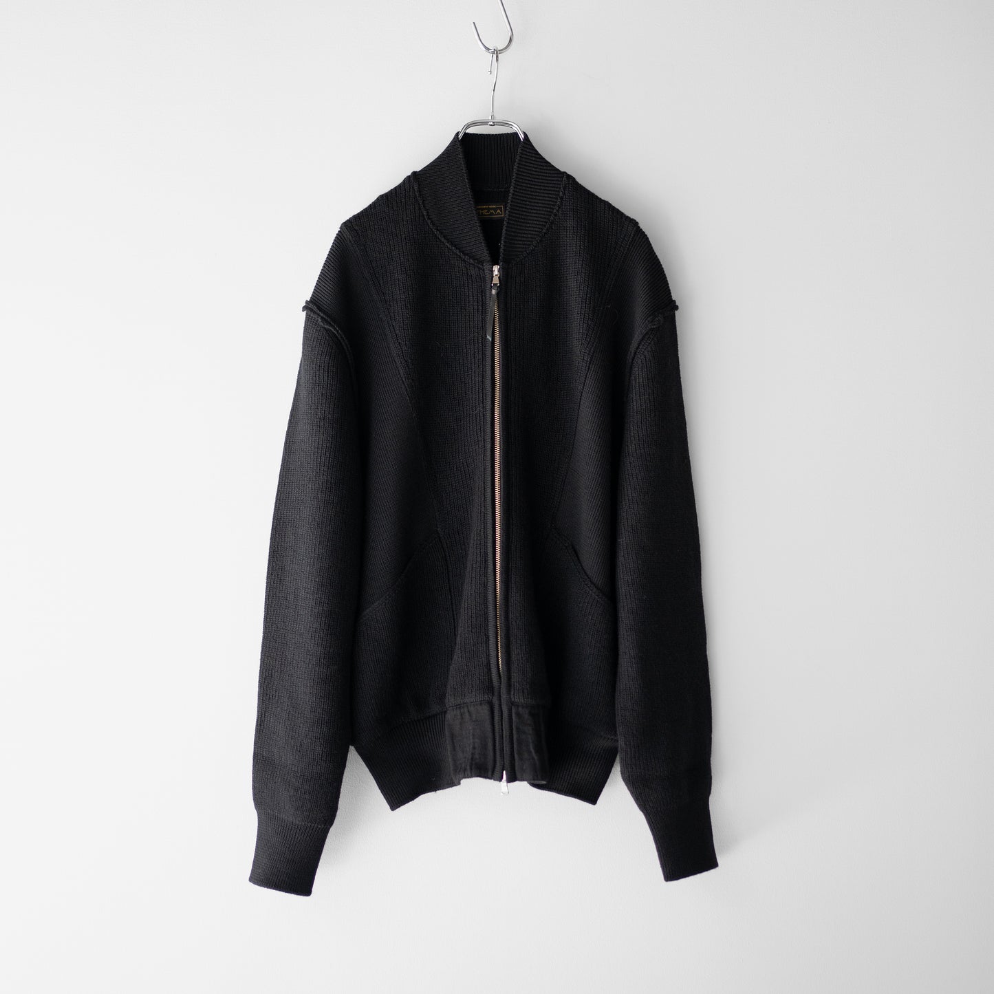 ANTHEM A/ BULKY WOOL KNIT ZIP BLOUSON "BLACK"