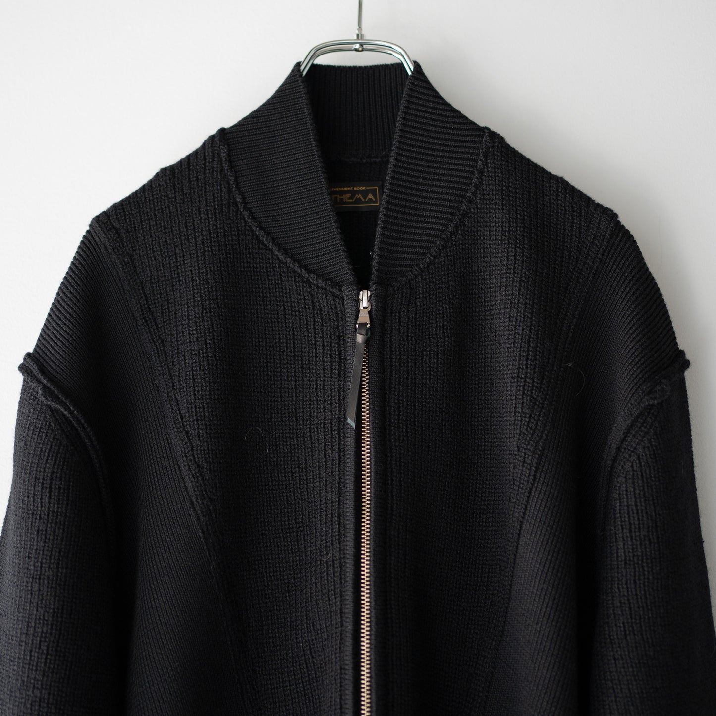ANTHEM A/ BULKY WOOL KNIT ZIP BLOUSON "BLACK"