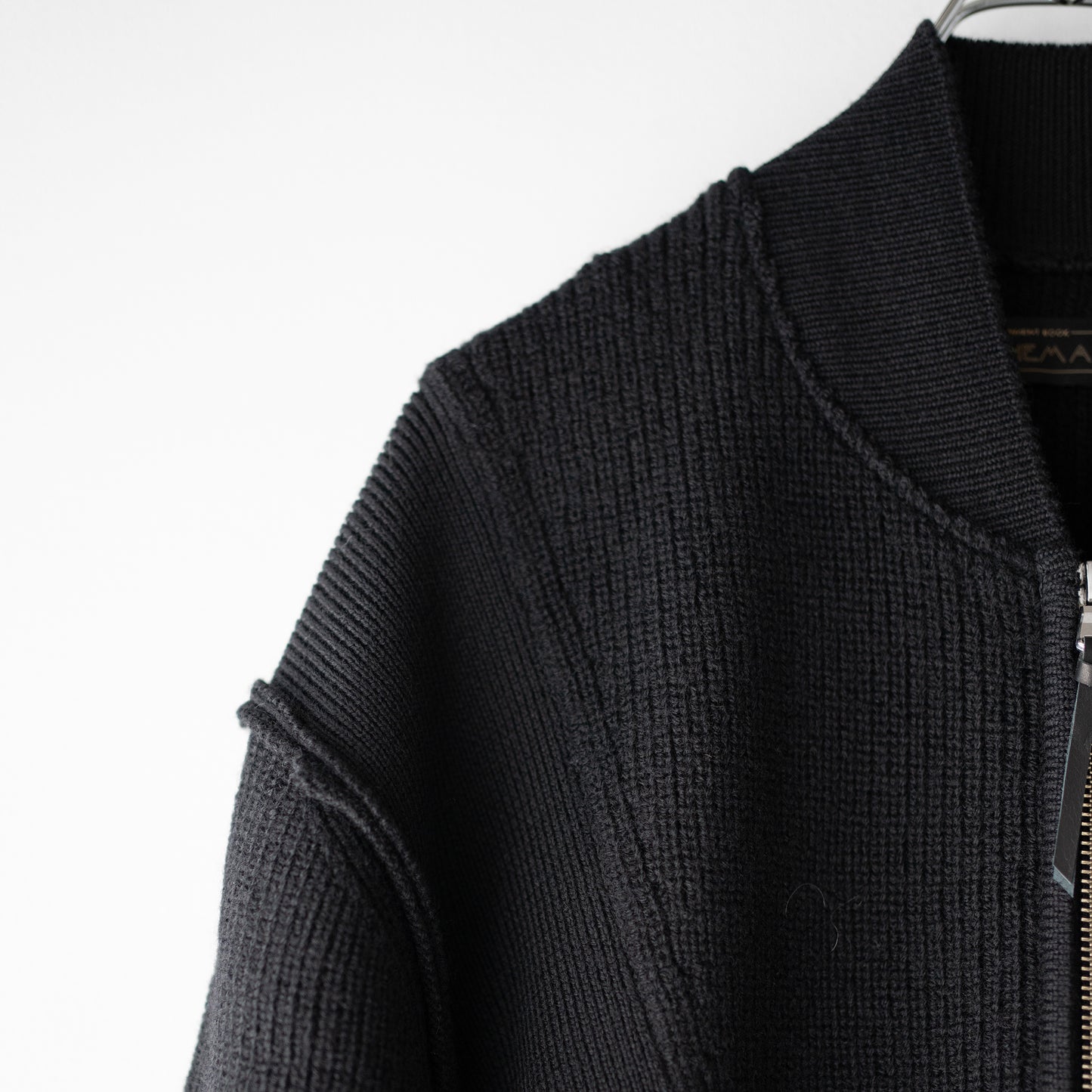 ANTHEM A/ BULKY WOOL KNIT ZIP BLOUSON "BLACK"