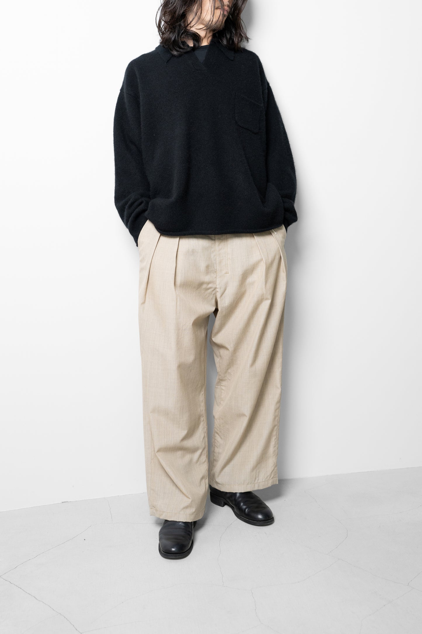 ANCELLM / HAKEME WIDE SLACKS "BEIGE"