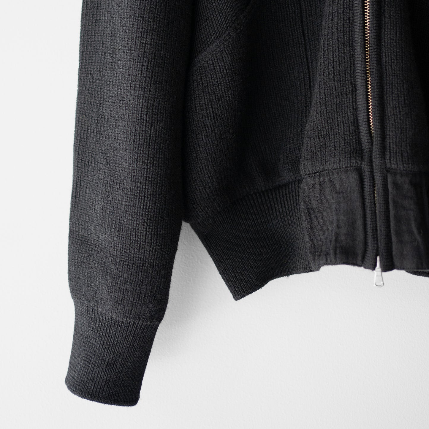 ANTHEM A/ BULKY WOOL KNIT ZIP BLOUSON "BLACK"
