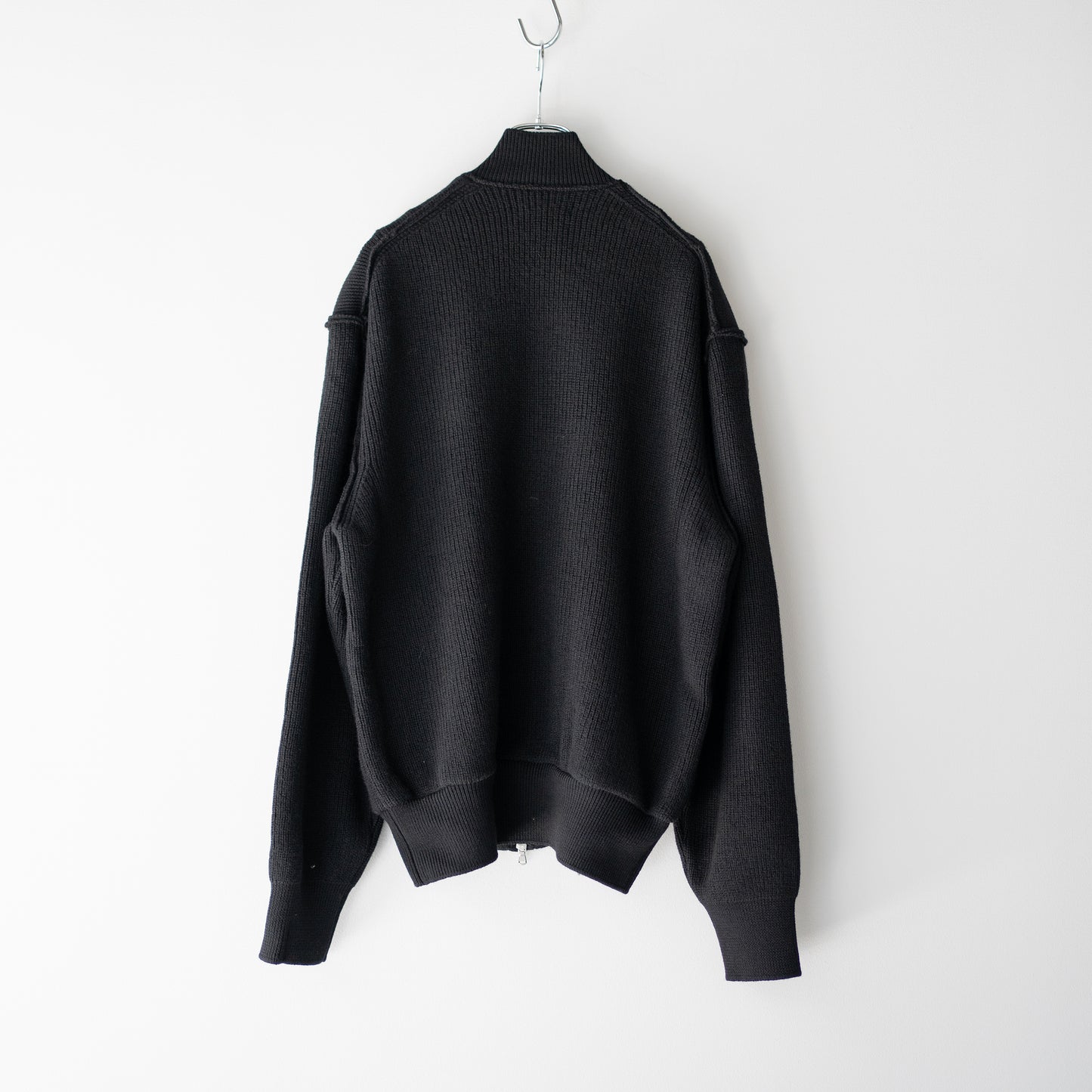 ANTHEM A/ BULKY WOOL KNIT ZIP BLOUSON "BLACK"