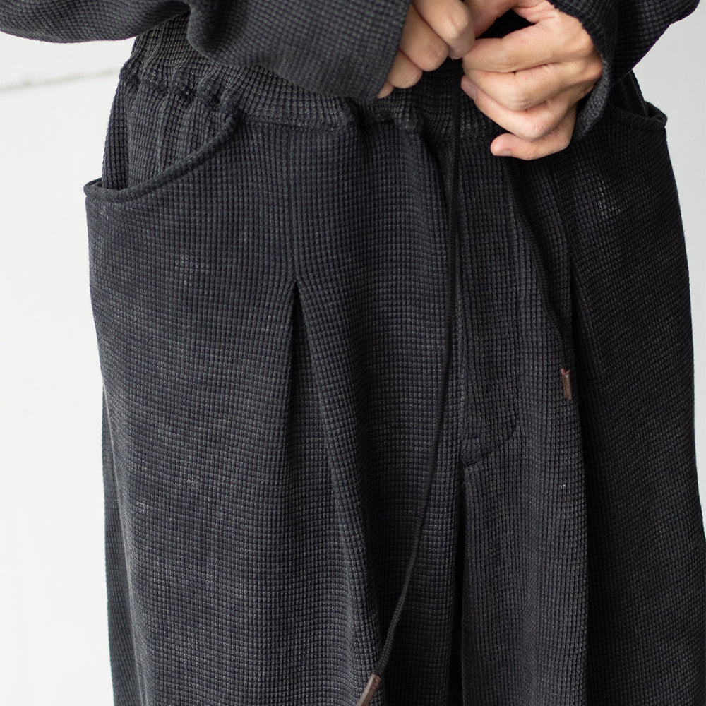 saby / WAFFLE EASY PANTS - Pigment Stone Wash - "SUMI"