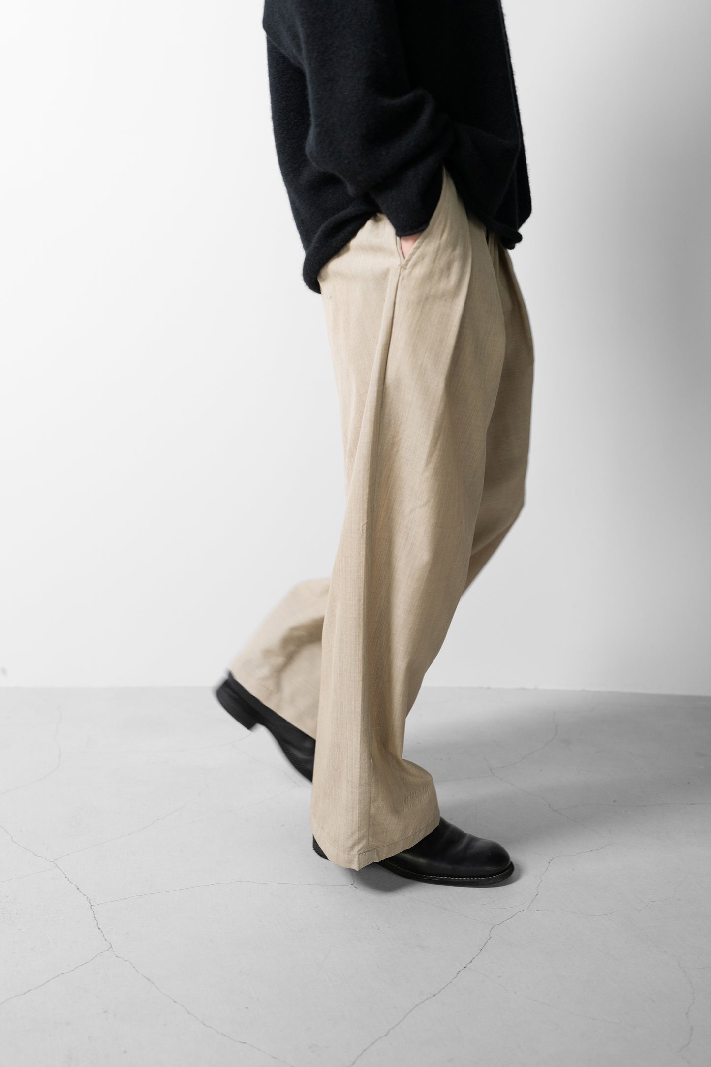 ANCELLM / HAKEME WIDE SLACKS "BEIGE"