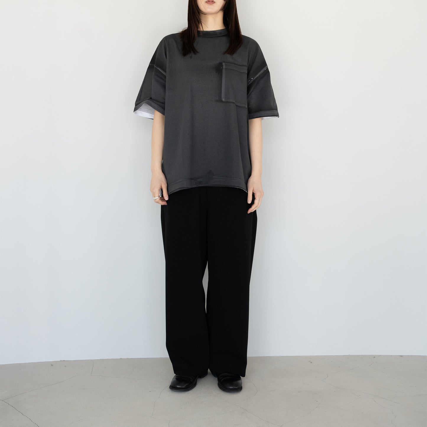 YOKE/ All-over Pigment Printed T-shirt "BLACK"