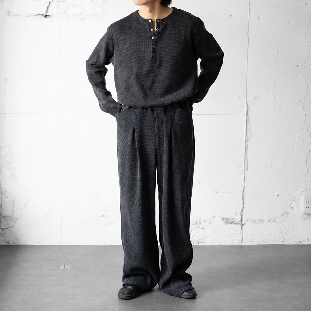 saby / WAFFLE EASY PANTS - Pigment Stone Wash - "SUMI"