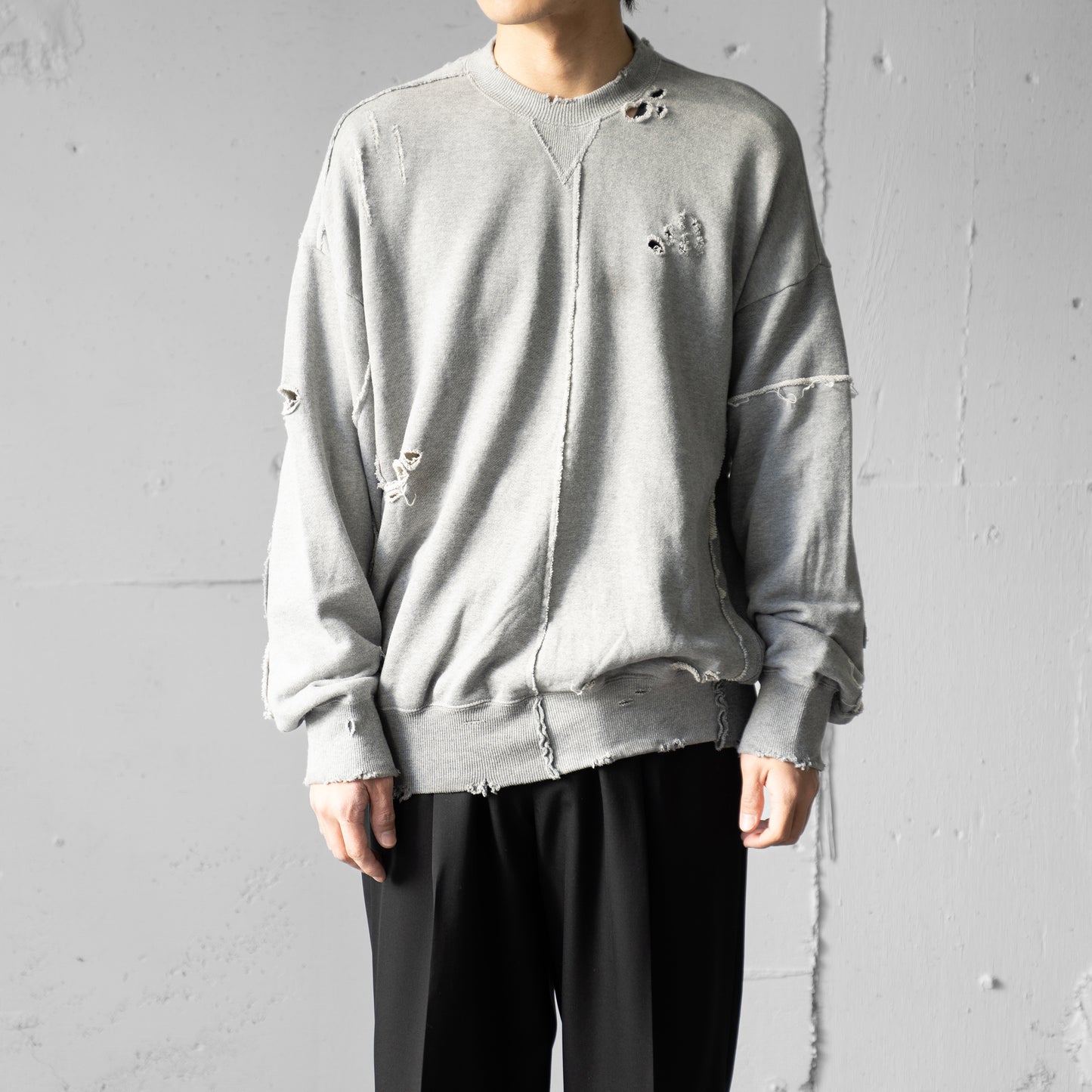 ssstein/ OVERSIZED RECONSTRUCTION SWEAT LS "GREY"