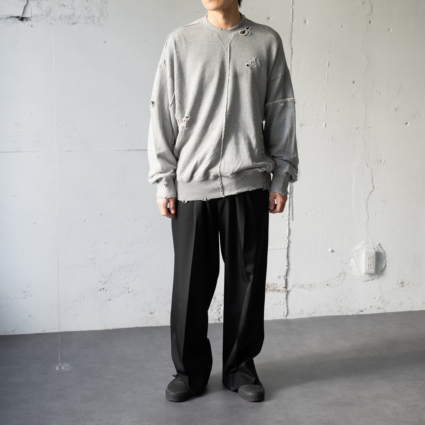 ssstein/ OVERSIZED RECONSTRUCTION SWEAT LS "GREY"