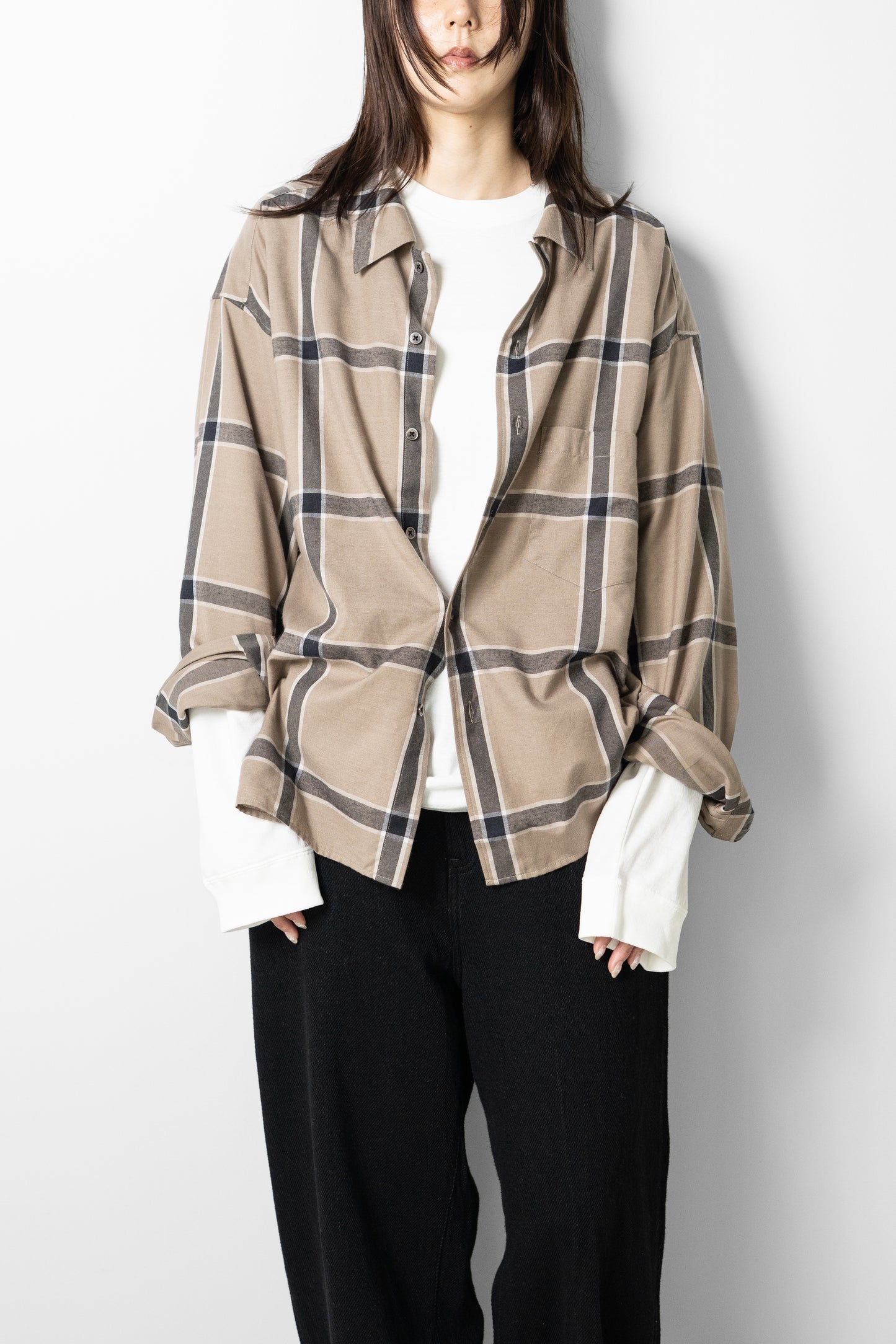 Afiit / CHECK SHIRT "BEIGE"