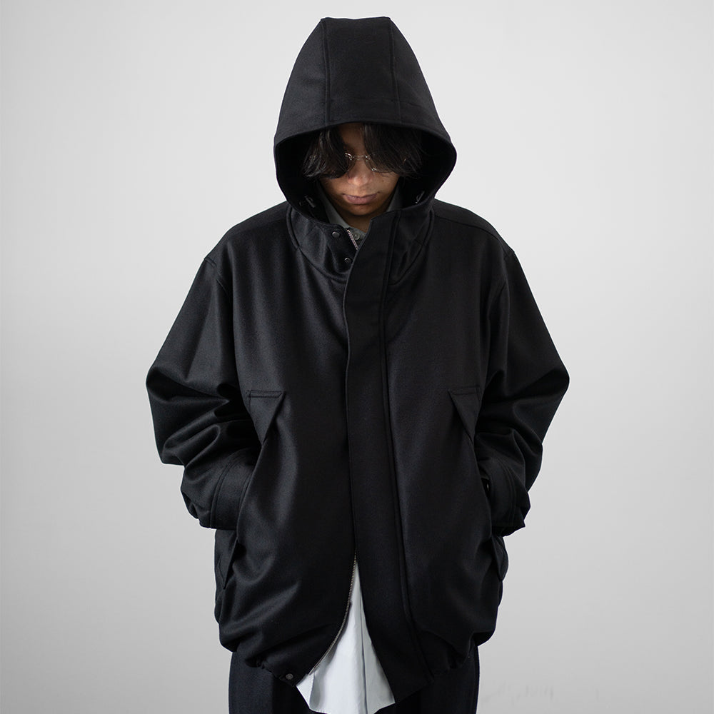 ssstein/ MELTON HOODED BLOUSON "BLACK"