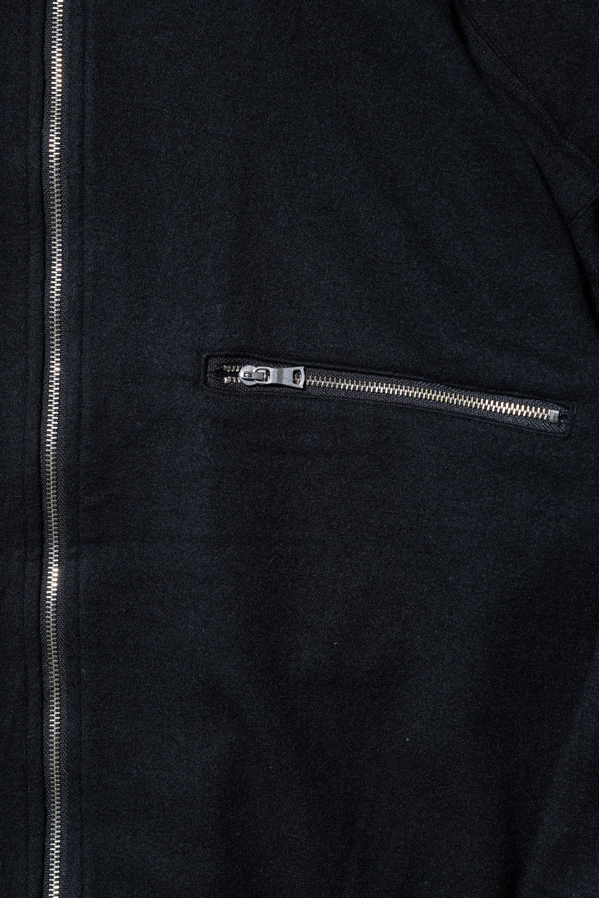 ANCELLM / SHRINK WOOL ZIP UP STAND BLOUSON "BLACK"