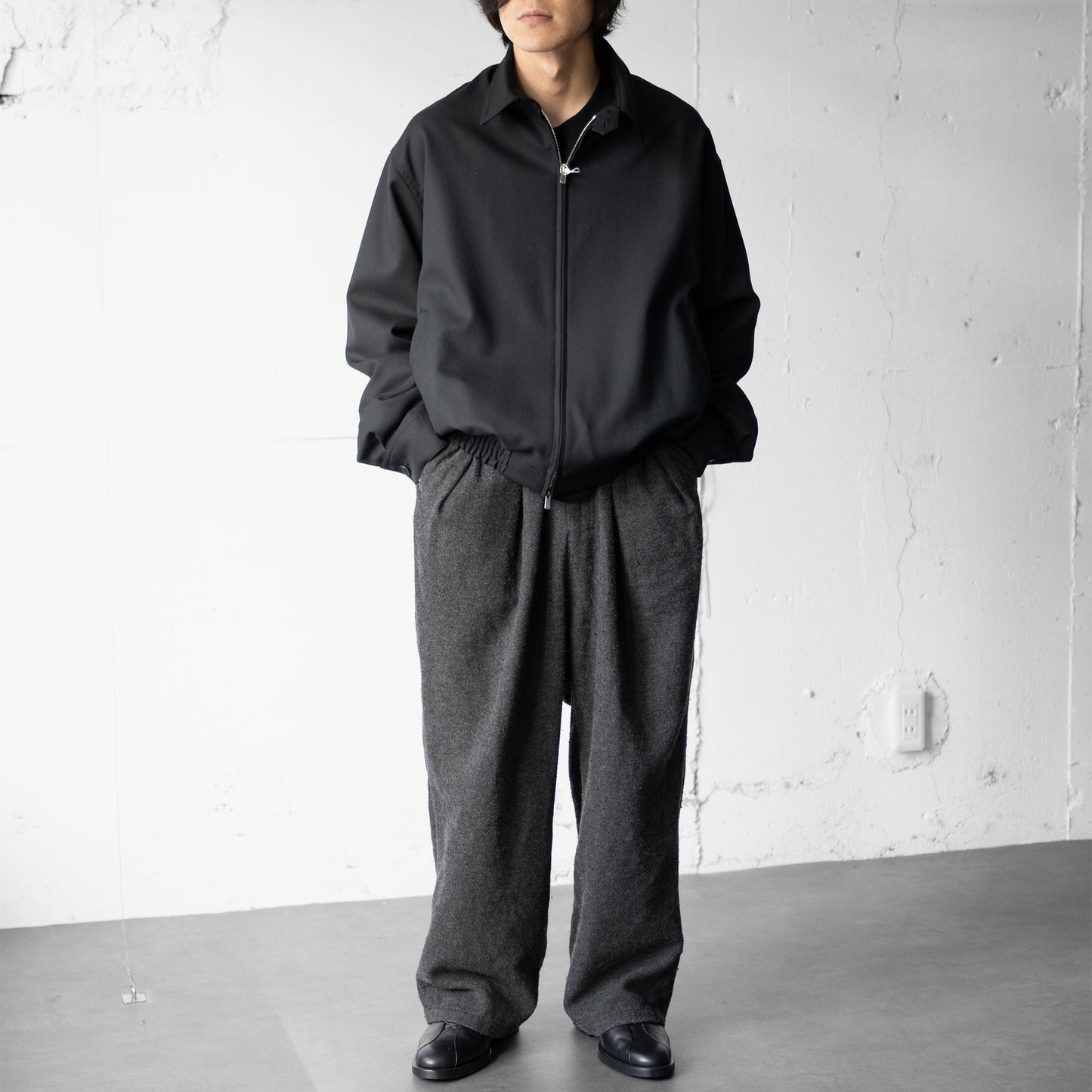 ANCELLM / PILLING TUCK PANTS -ex- "BLACK"