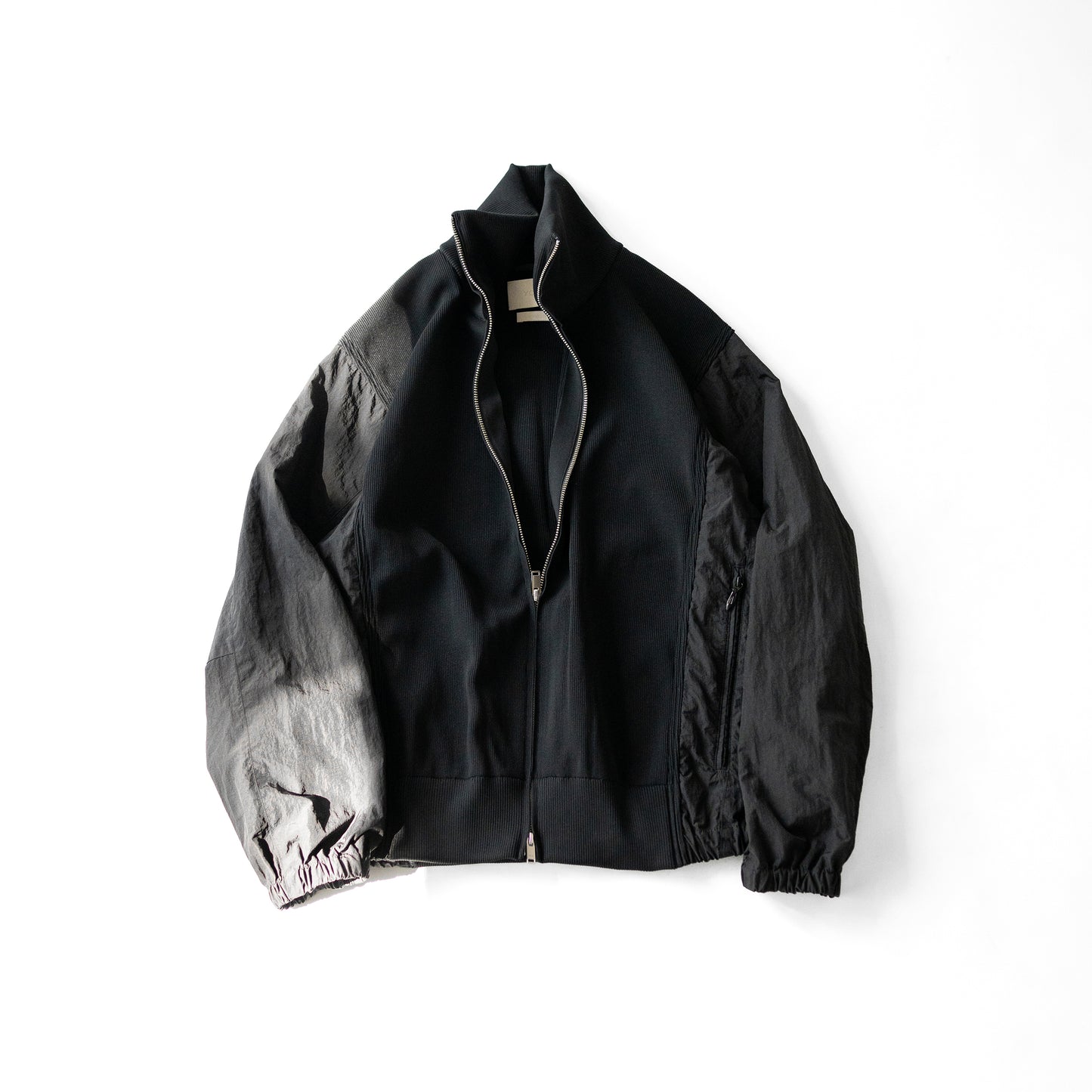 YOKE/ Connected Rib Knit Trucker Jacket "BLACK"