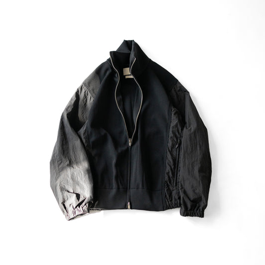YOKE/ Connected Rib Knit Trucker Jacket "BLACK"