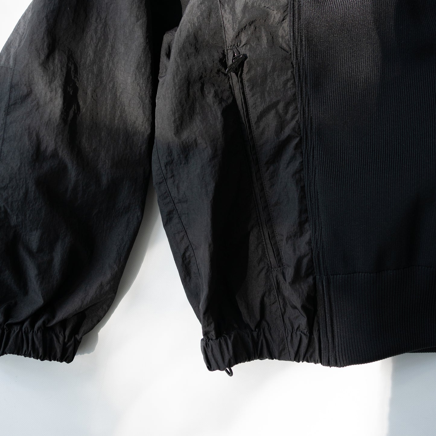 YOKE/ Connected Rib Knit Trucker Jacket "BLACK"