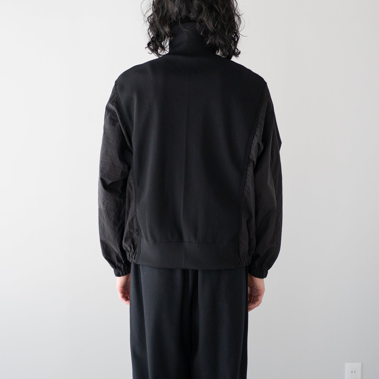 YOKE/ Connected Rib Knit Trucker Jacket "BLACK"